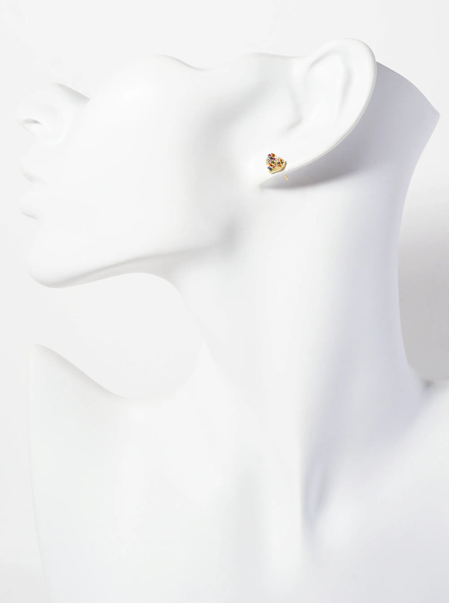 Pave-Set Cubic-Zirconia 6mm Tiny Heart 18K-Gold-Dipped Brass Earrings