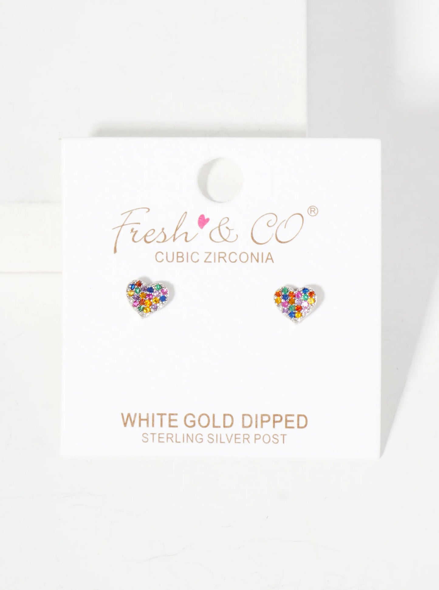 Pave-Set Cubic-Zirconia 6mm Tiny Heart 18K-Gold-Dipped Brass Earrings