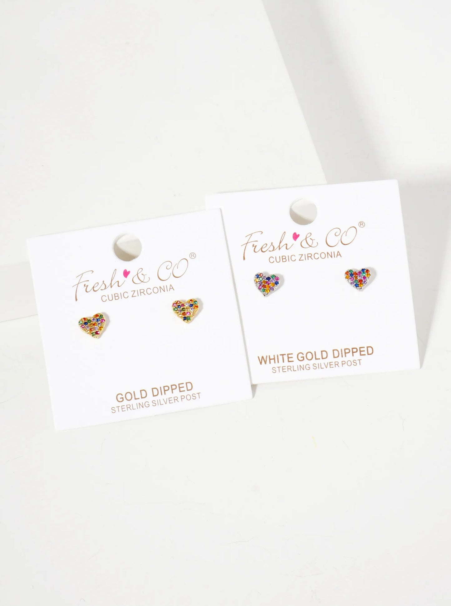 Pave-Set Cubic-Zirconia 6mm Tiny Heart 18K-Gold-Dipped Brass Earrings