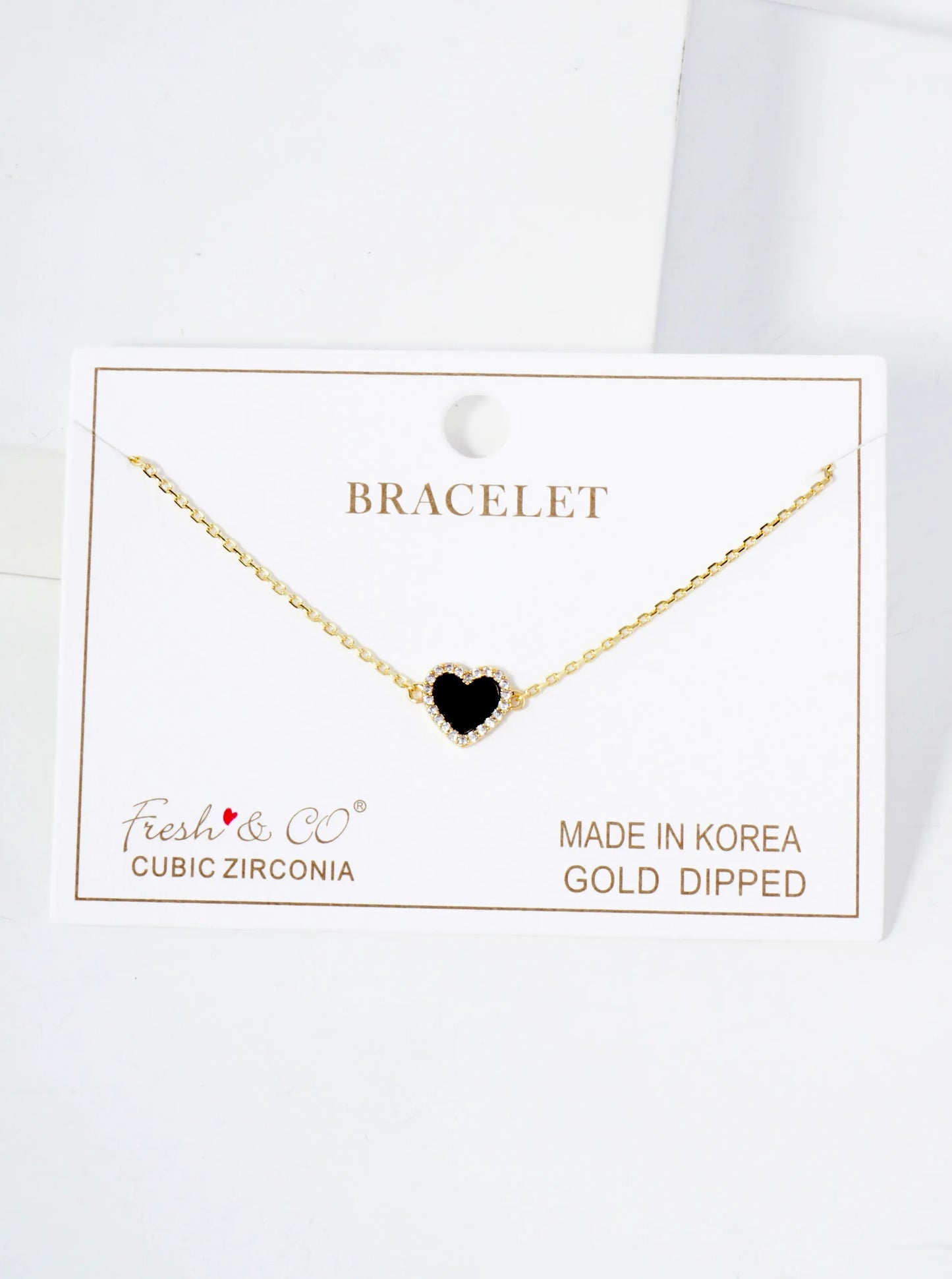 Pave-Set Cubic-Zirconia 9mm Heart Charm 18K-Gold-Dipped Chain Bracelet
