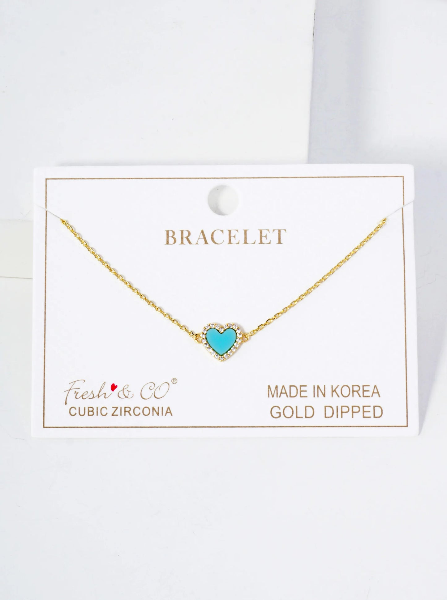 Pave-Set Cubic-Zirconia 9mm Heart Charm 18K-Gold-Dipped Chain Bracelet