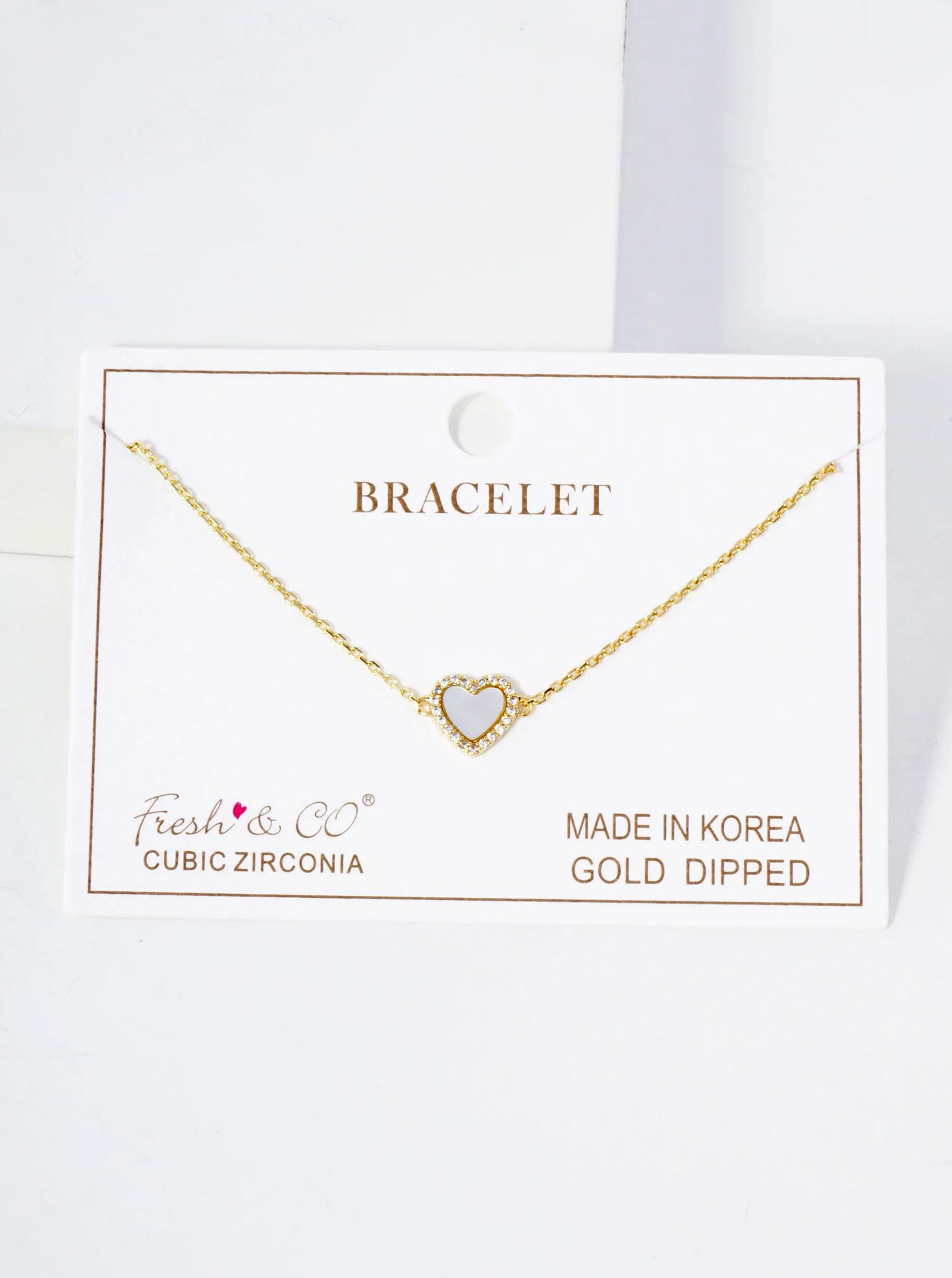 Pave-Set Cubic-Zirconia 9mm Heart Charm 18K-Gold-Dipped Chain Bracelet