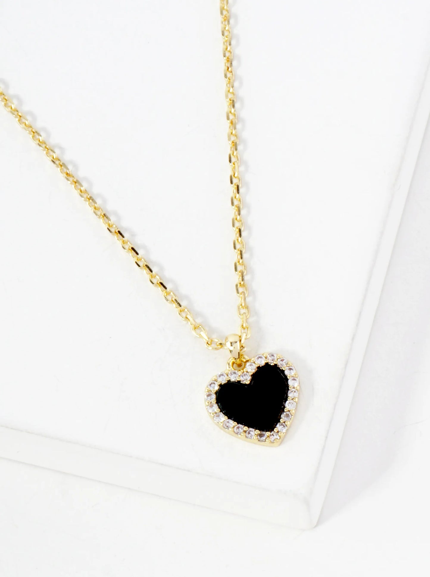 Pave-Set Cubic-Zirconia 9mm Heart Pendant 18K-Gold-Dipped Necklace