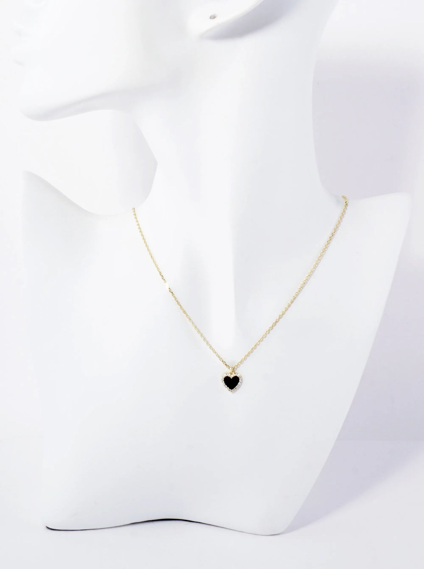 Pave-Set Cubic-Zirconia 9mm Heart Pendant 18K-Gold-Dipped Necklace