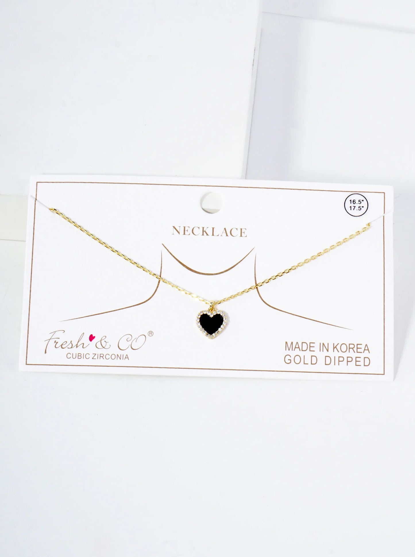 Pave-Set Cubic-Zirconia 9mm Heart Pendant 18K-Gold-Dipped Necklace