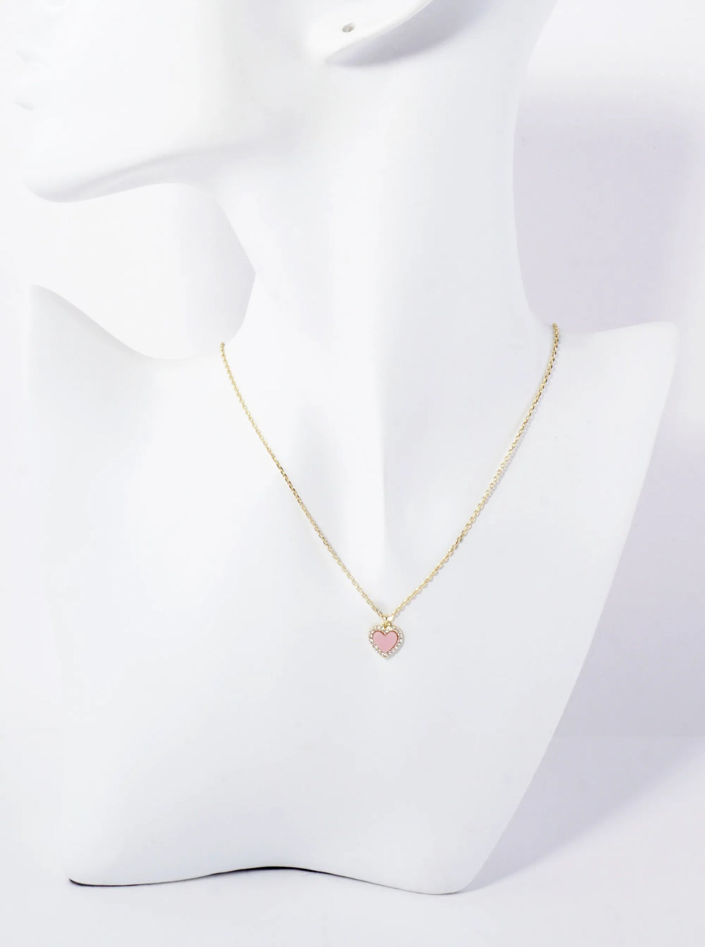 Pave-Set Cubic-Zirconia 9mm Heart Pendant 18K-Gold-Dipped Necklace