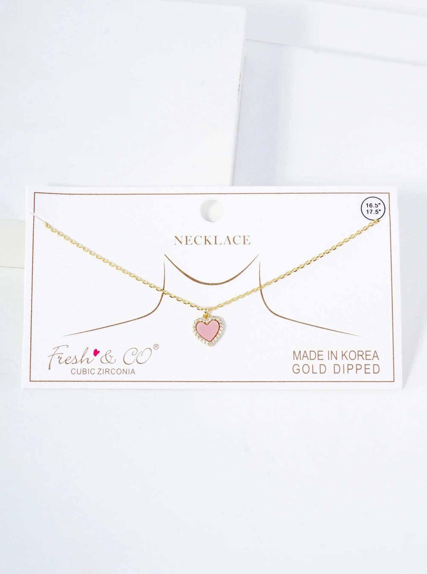 Pave-Set Cubic-Zirconia 9mm Heart Pendant 18K-Gold-Dipped Necklace