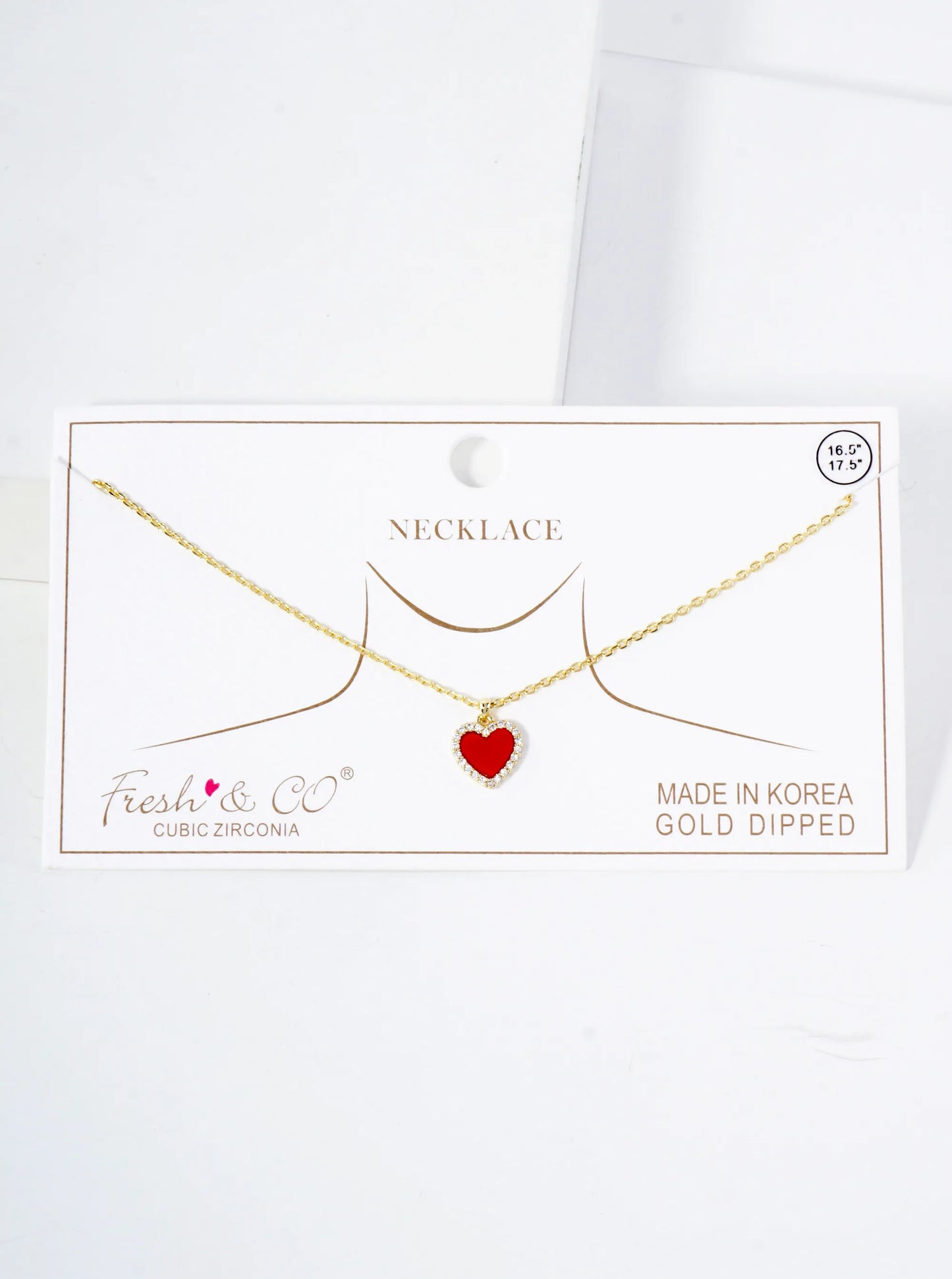 Pave-Set Cubic-Zirconia 9mm Heart Pendant 18K-Gold-Dipped Necklace