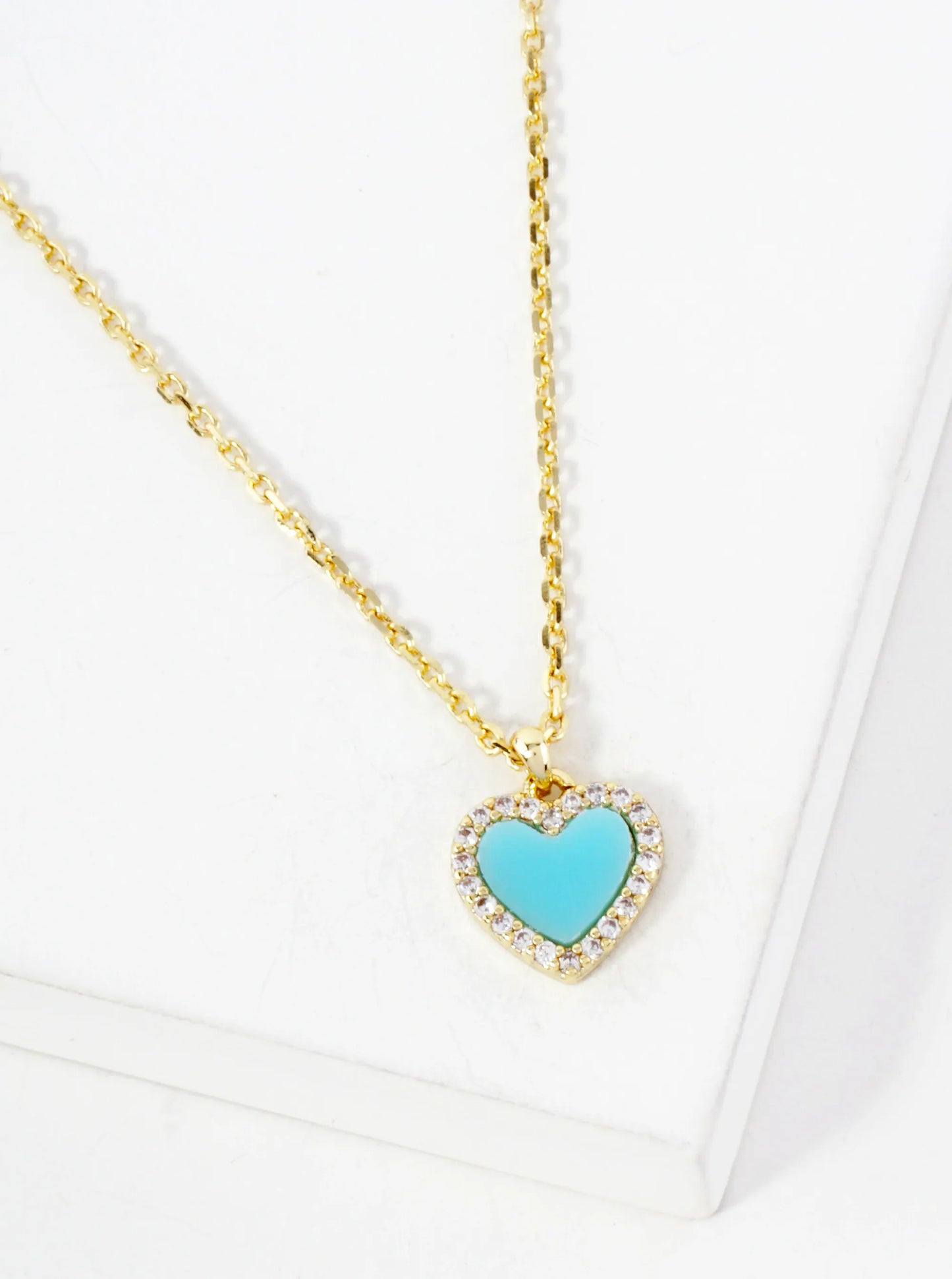 Pave-Set Cubic-Zirconia 9mm Heart Pendant 18K-Gold-Dipped Necklace
