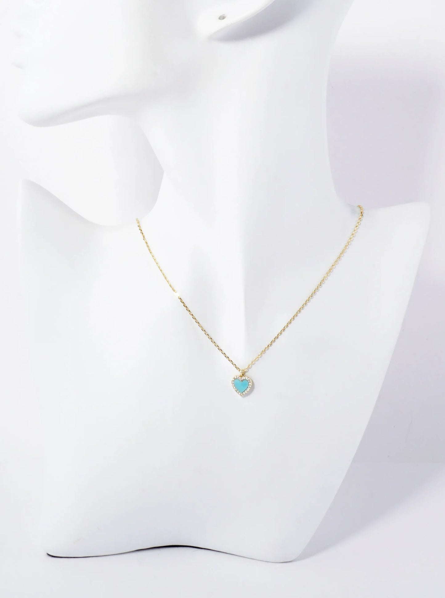 Pave-Set Cubic-Zirconia 9mm Heart Pendant 18K-Gold-Dipped Necklace