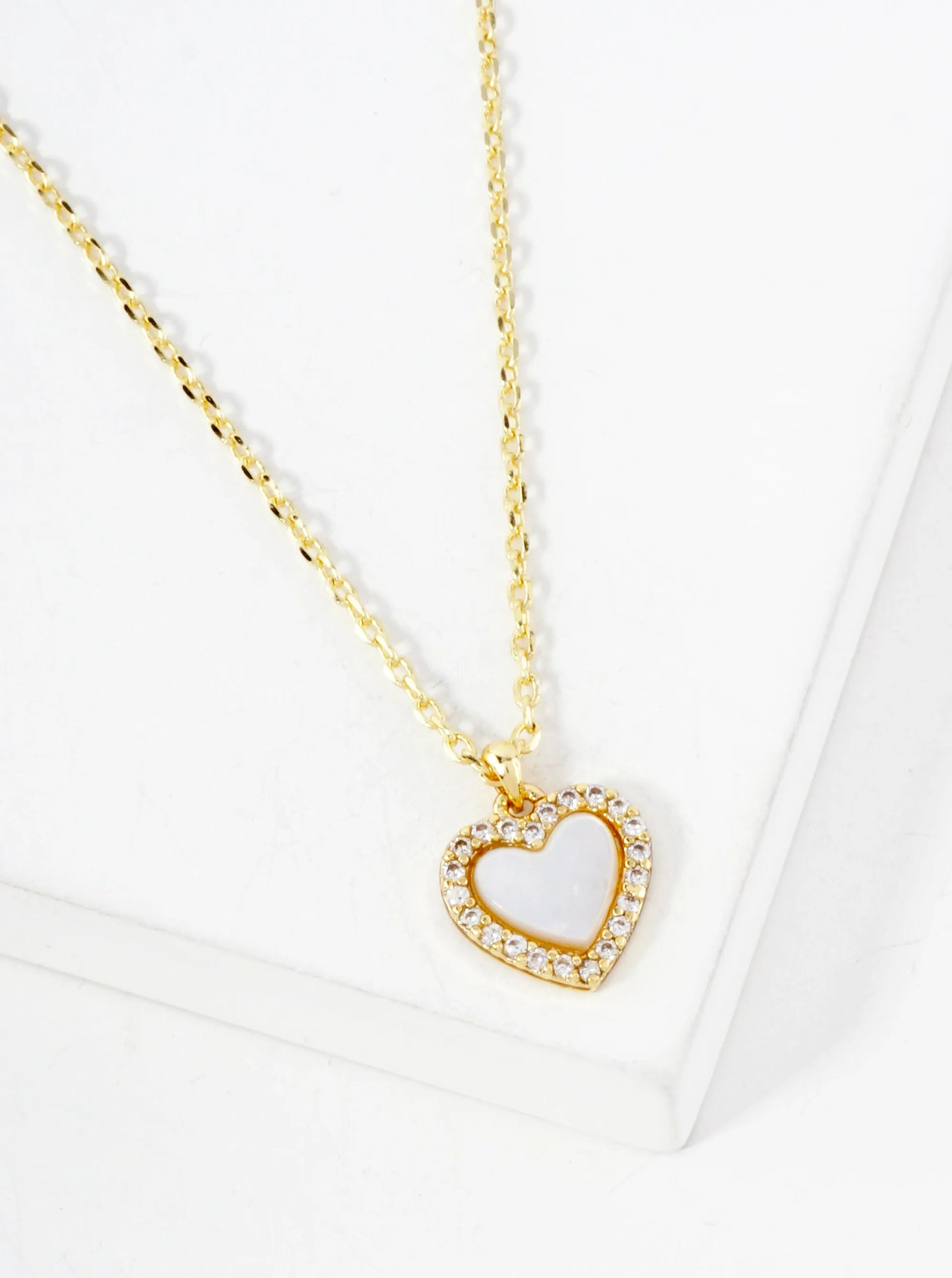 Pave-Set Cubic-Zirconia 9mm Heart Pendant 18K-Gold-Dipped Necklace