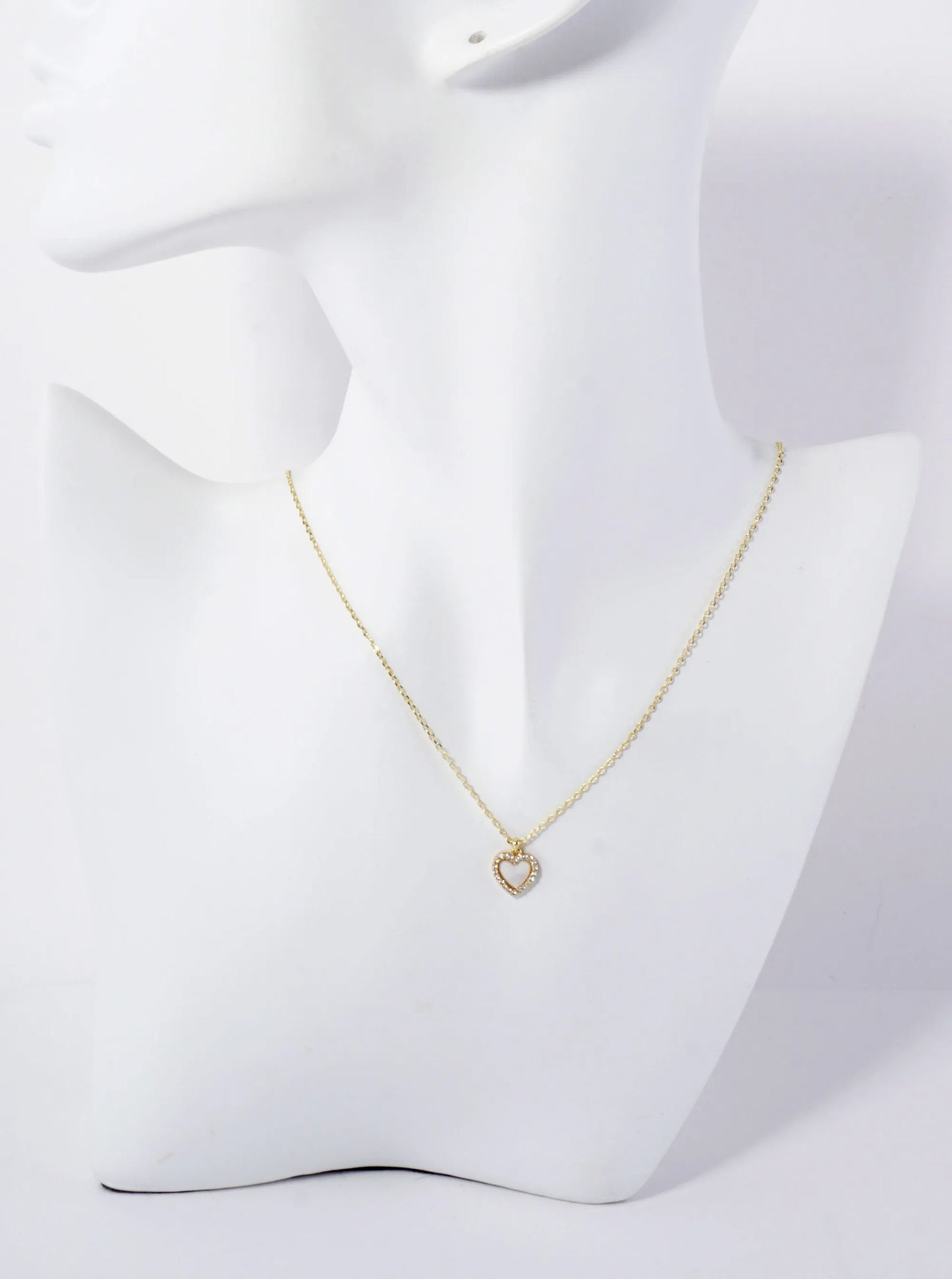 Pave-Set Cubic-Zirconia 9mm Heart Pendant 18K-Gold-Dipped Necklace