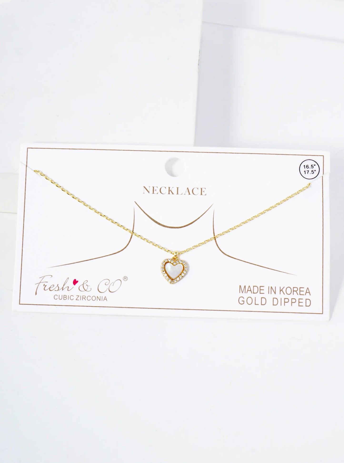 Pave-Set Cubic-Zirconia 9mm Heart Pendant 18K-Gold-Dipped Necklace
