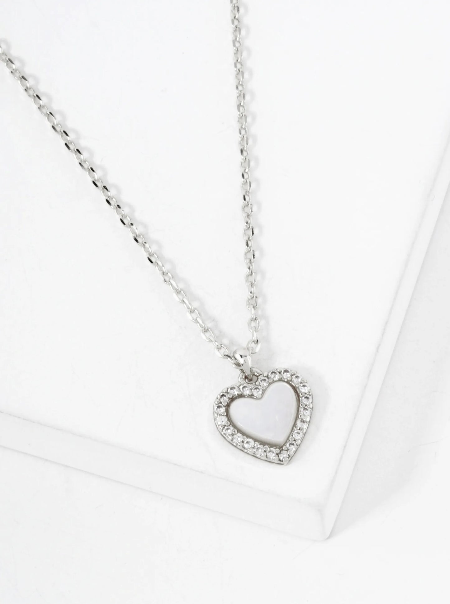 Pave-Set Cubic-Zirconia 9mm Heart Pendant 18K-Gold-Dipped Necklace
