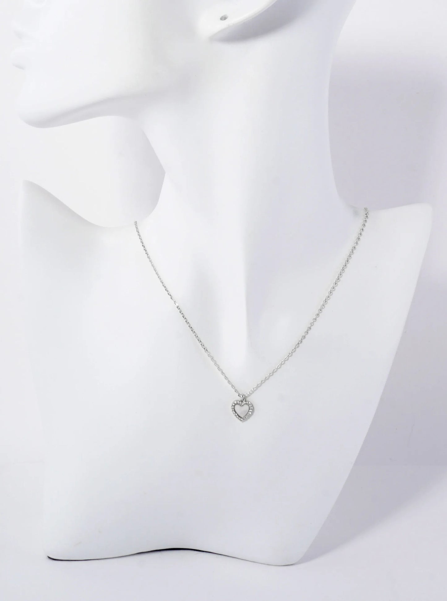 Pave-Set Cubic-Zirconia 9mm Heart Pendant 18K-Gold-Dipped Necklace