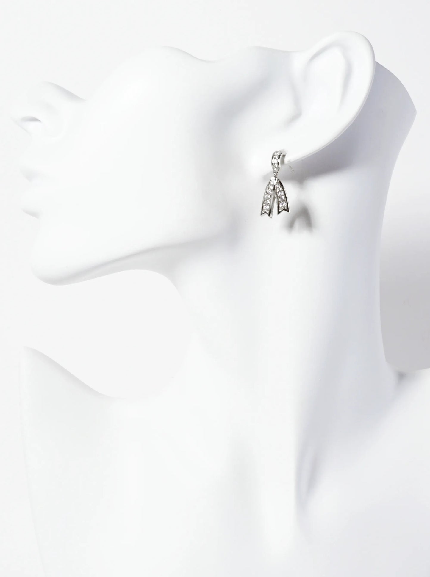 Pave-Set Cubic-Zirconia Bow Drop 18K-Gold-Dipped Brass Dangle Post Earrings