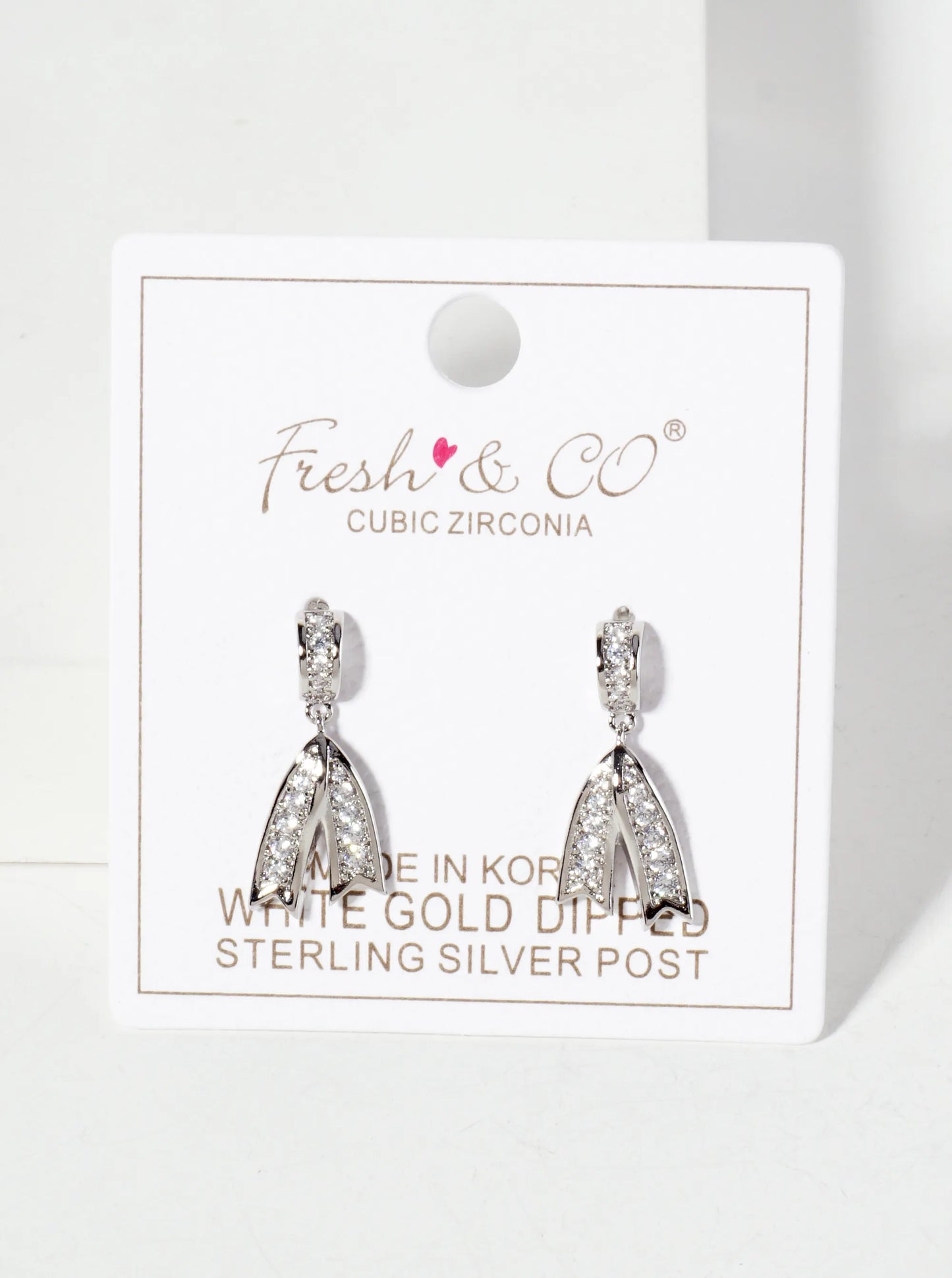 Pave-Set Cubic-Zirconia Bow Drop 18K-Gold-Dipped Brass Dangle Post Earrings