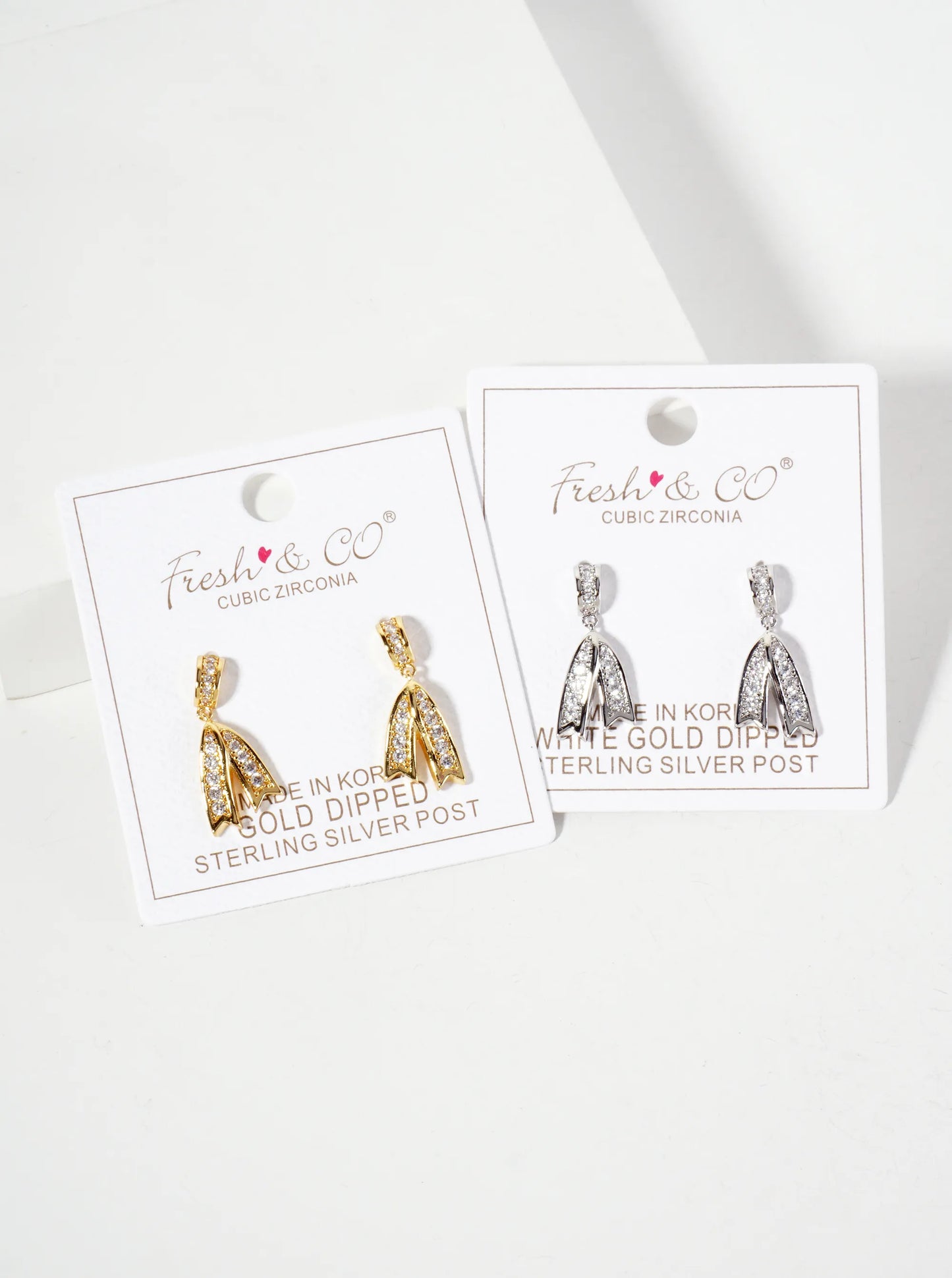 Pave-Set Cubic-Zirconia Bow Drop 18K-Gold-Dipped Brass Dangle Post Earrings