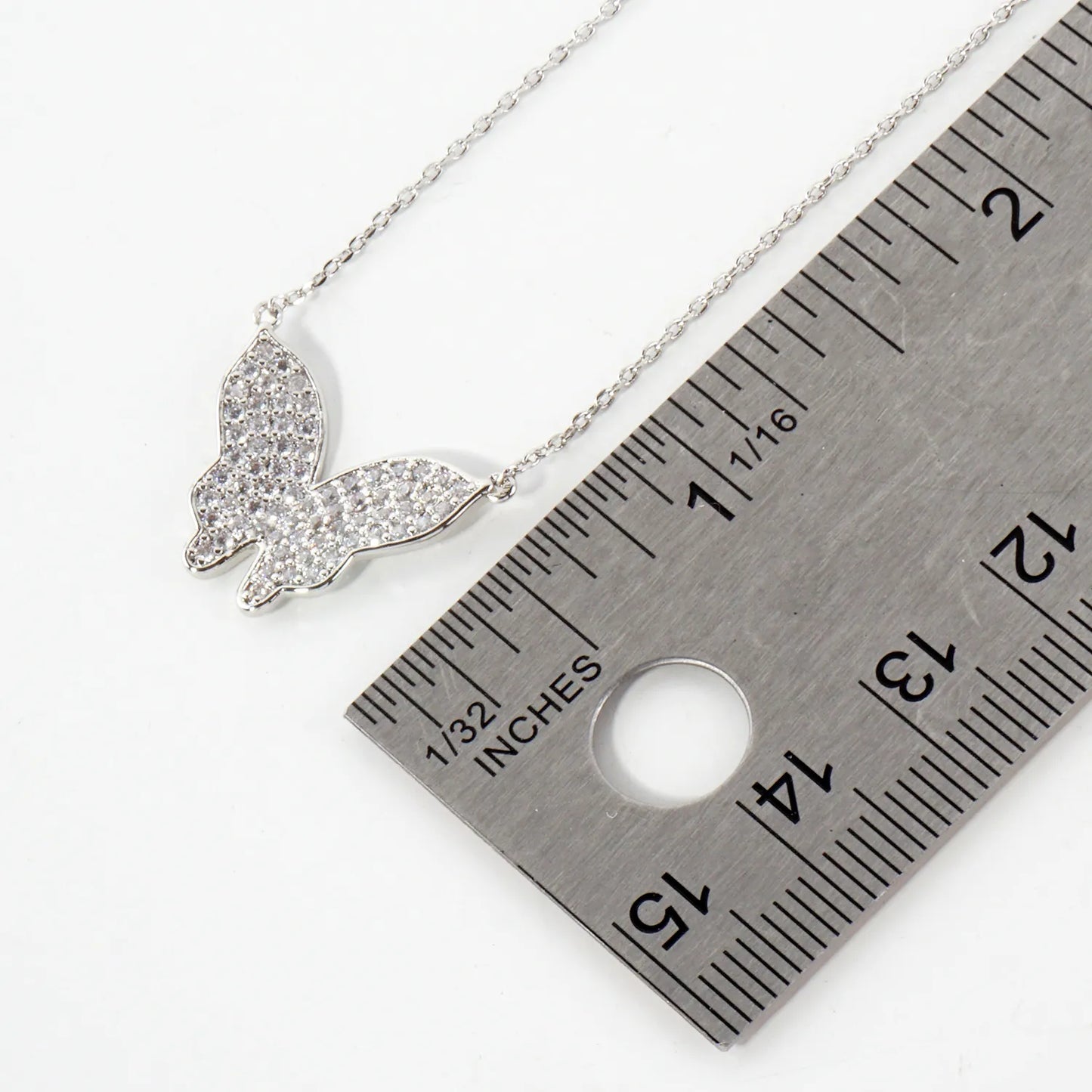 Pave Set Cubic-Zirconia Butterfly Pendant 18K-Gold-Dipped Necklace