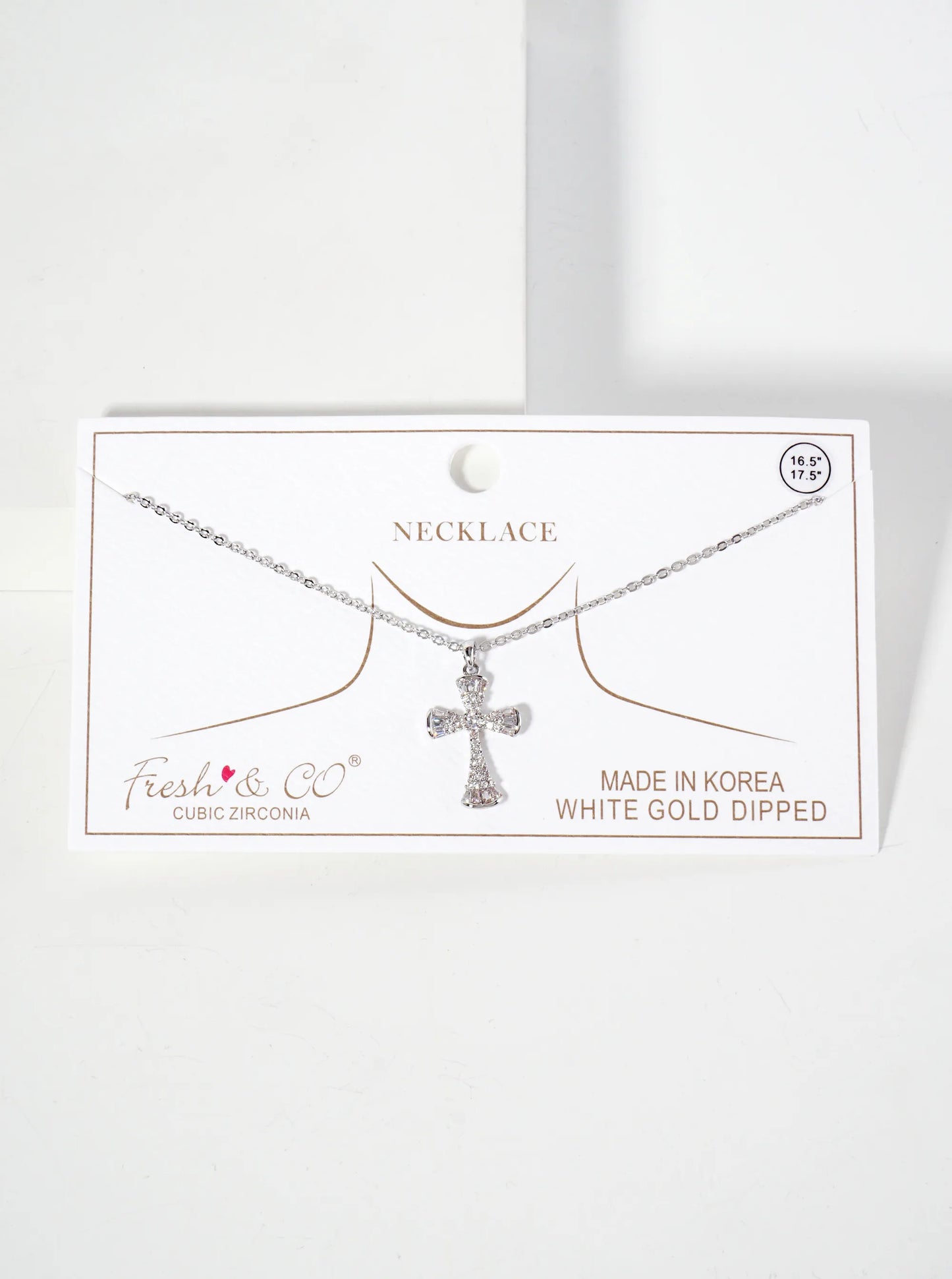 Pave-Set Cubic-Zirconia Cross Pendant 18K-Gold-Dipped Brass Necklace