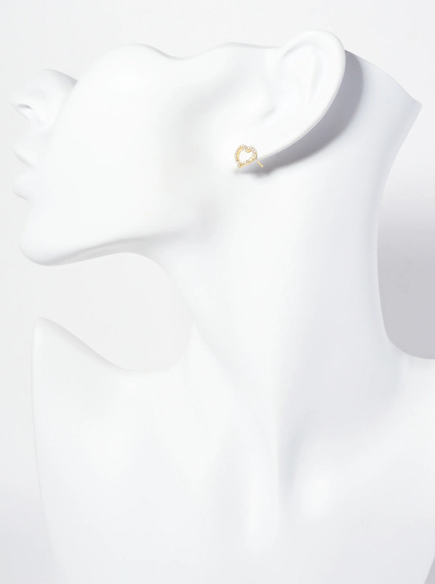 Pave-Set Cubic-Zirconia Cutout 9mm Heart 18K-Gold-Dipped Stud Earrings