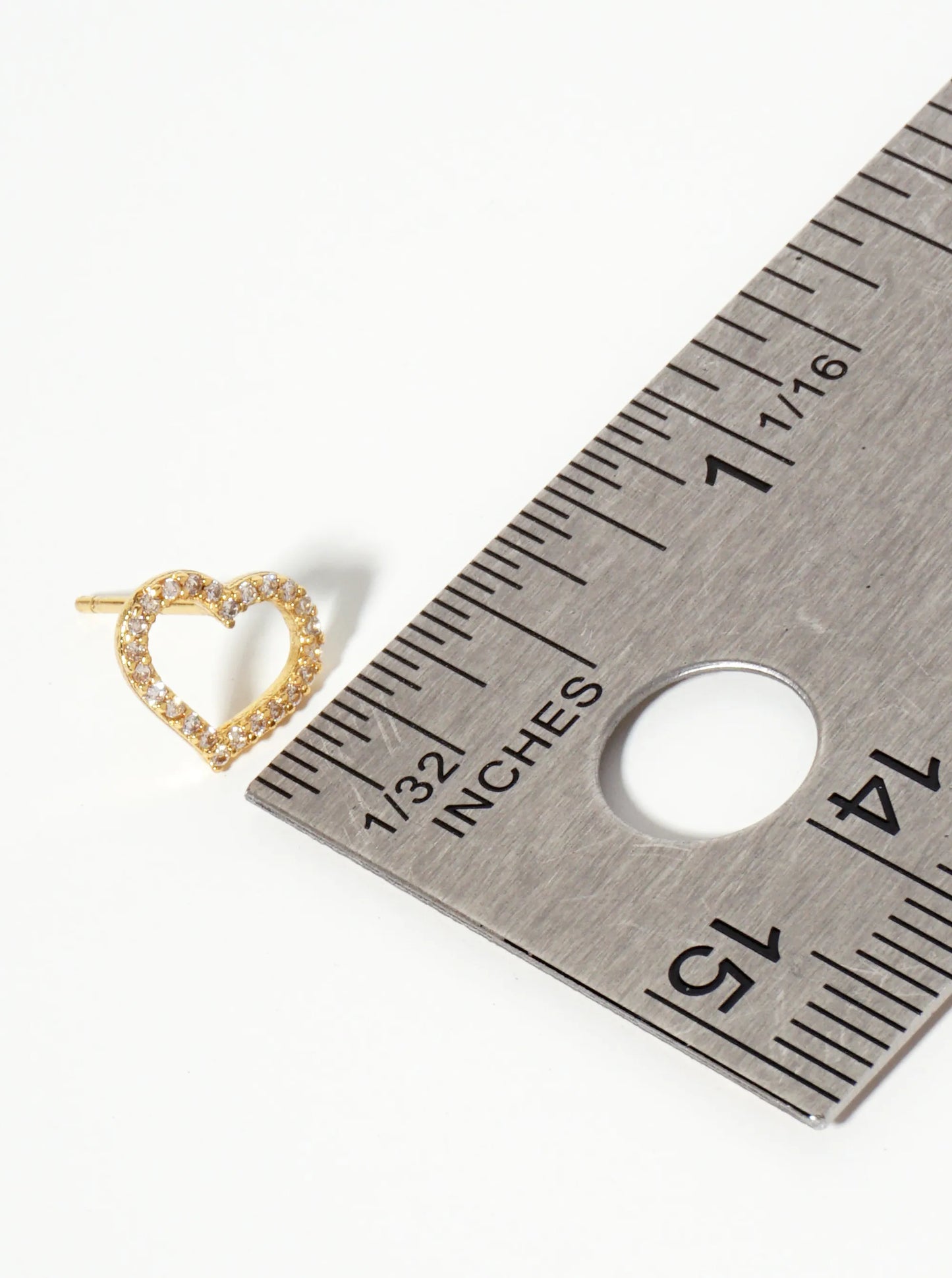Pave-Set Cubic-Zirconia Cutout 9mm Heart 18K-Gold-Dipped Stud Earrings