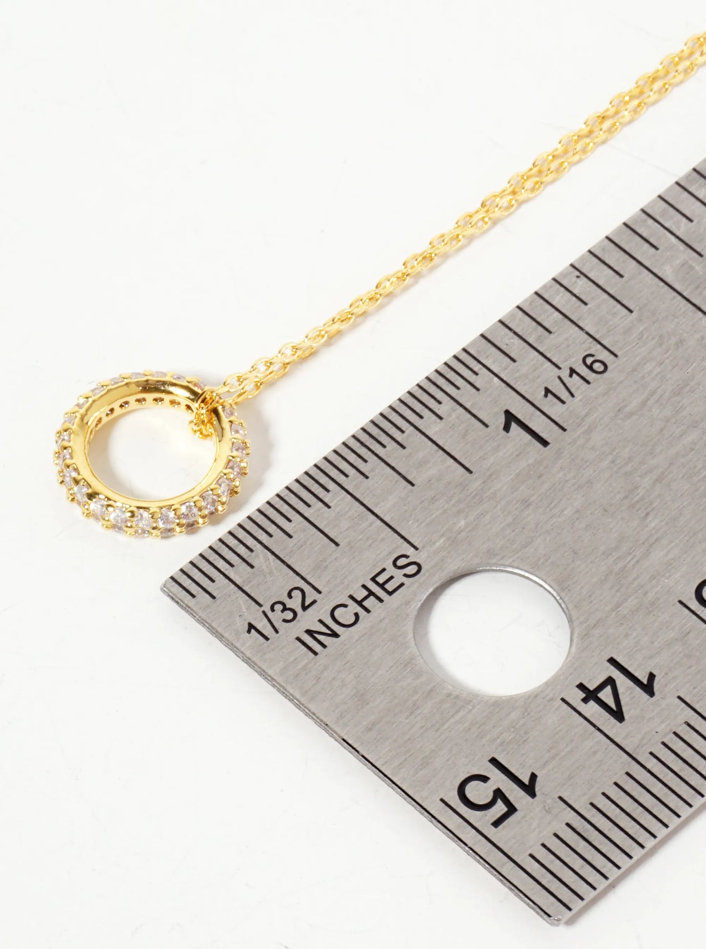 Pave-Set Cubic-Zirconia Growth Circle Pendant 18K-Gold-Dipped Necklace