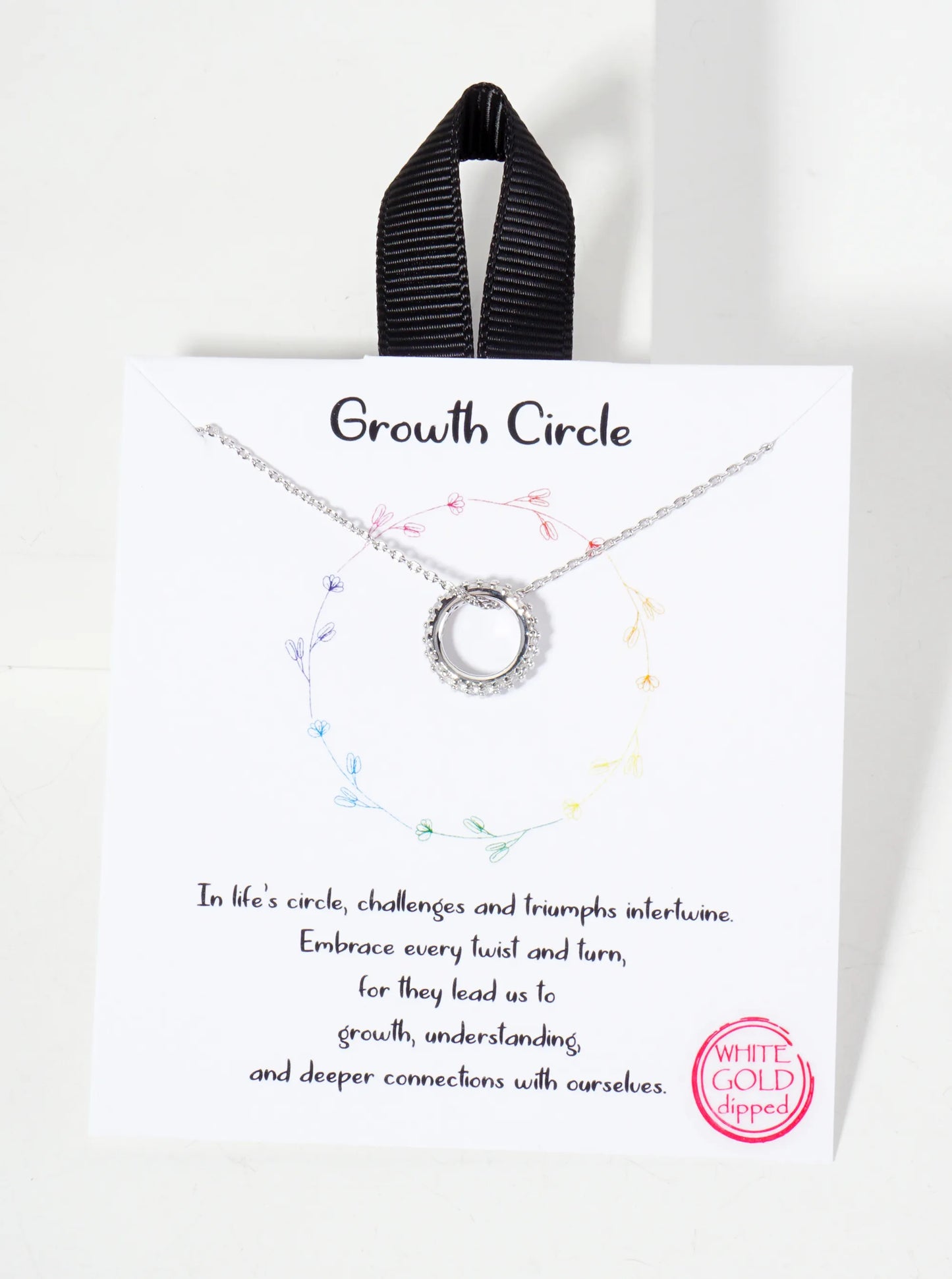 Pave-Set Cubic-Zirconia Growth Circle Pendant 18K-Gold-Dipped Necklace