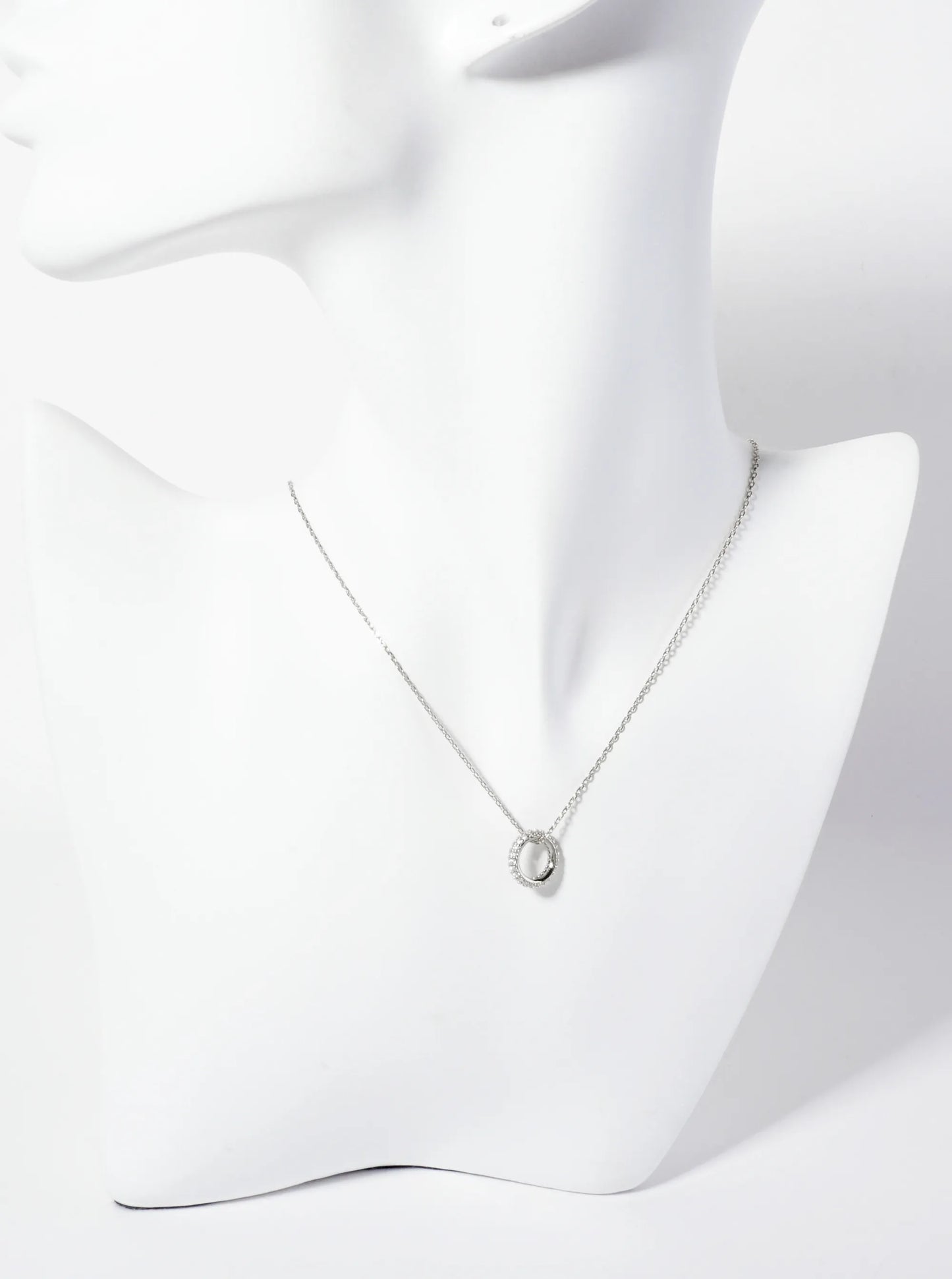 Pave-Set Cubic-Zirconia Growth Circle Pendant 18K-Gold-Dipped Necklace