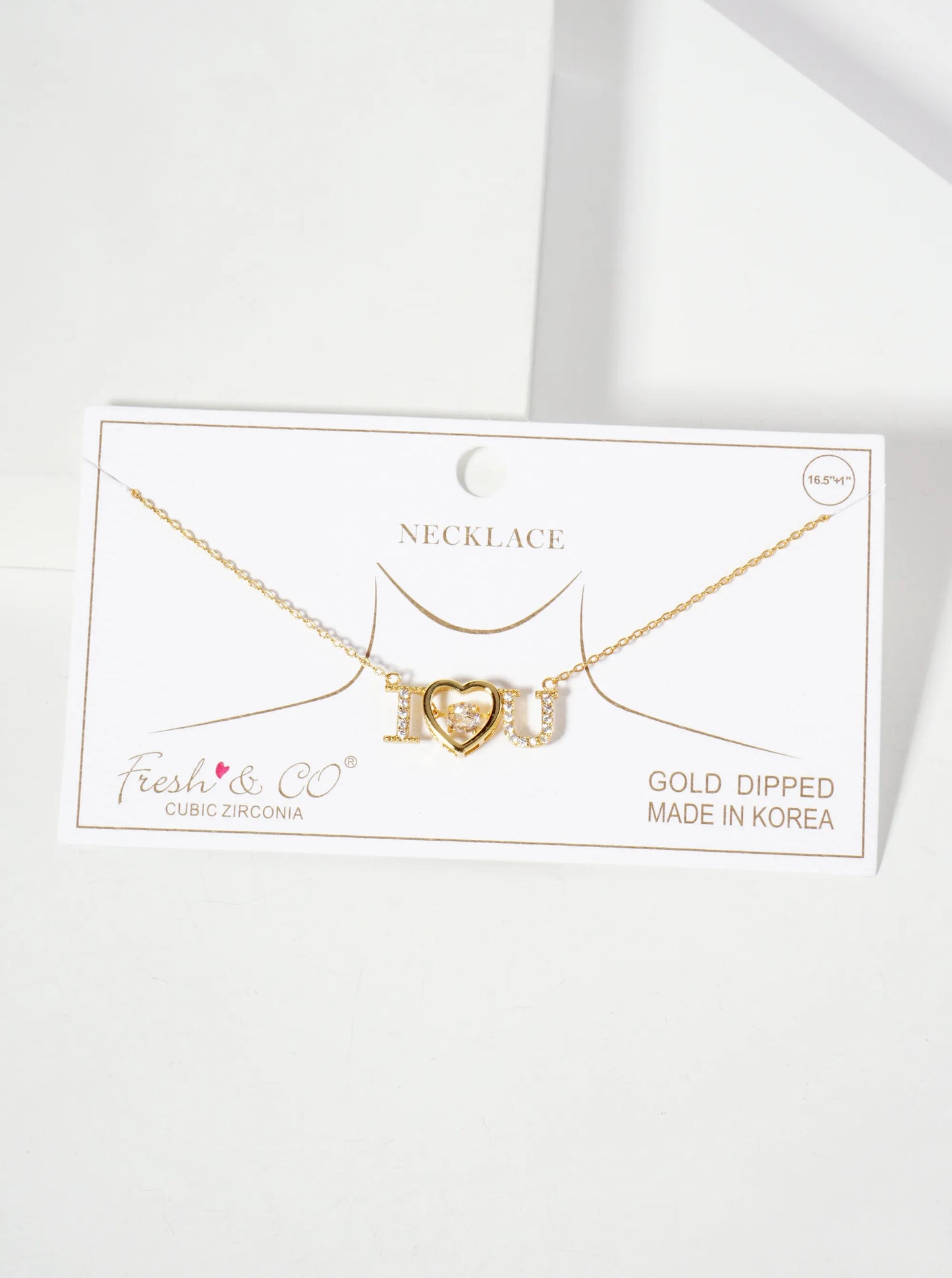 Pave-Set Cubic-Zirconia I-Love-You Heart Pendant 18K-Gold-Dipped Necklace