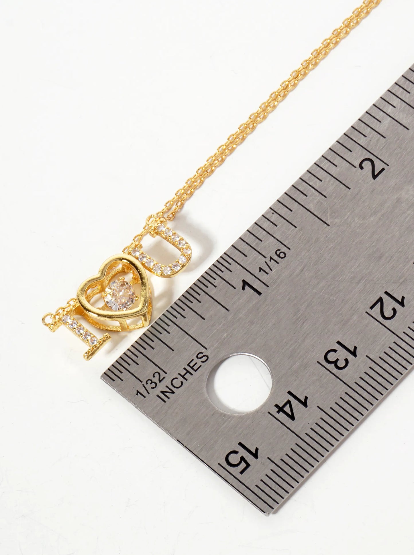 Pave-Set Cubic-Zirconia I-Love-You Heart Pendant 18K-Gold-Dipped Necklace