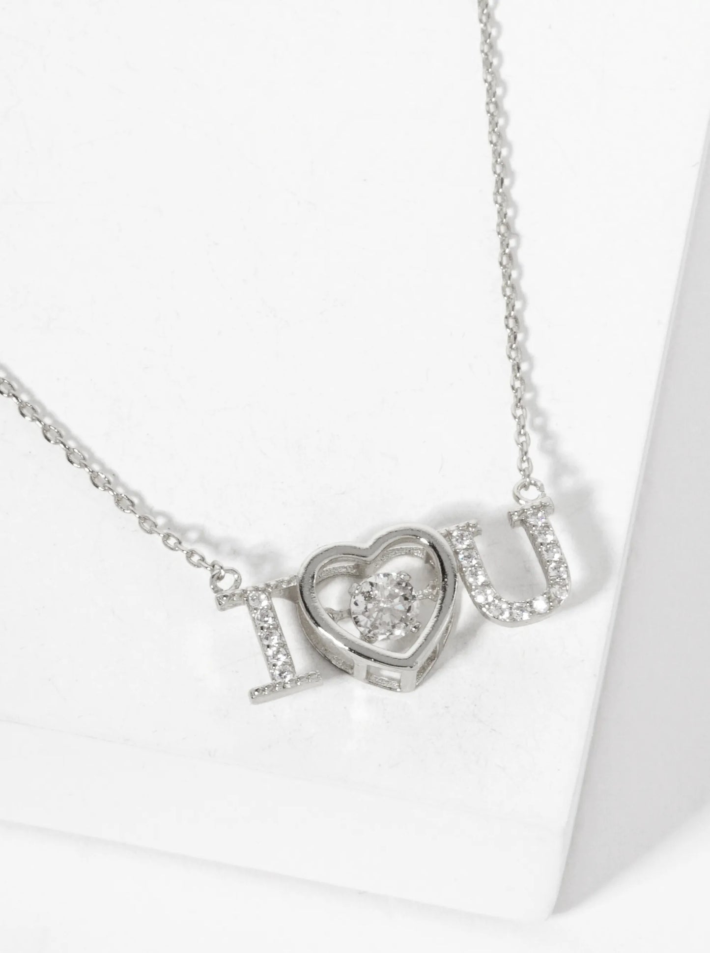 Pave-Set Cubic-Zirconia I-Love-You Heart Pendant 18K-Gold-Dipped Necklace