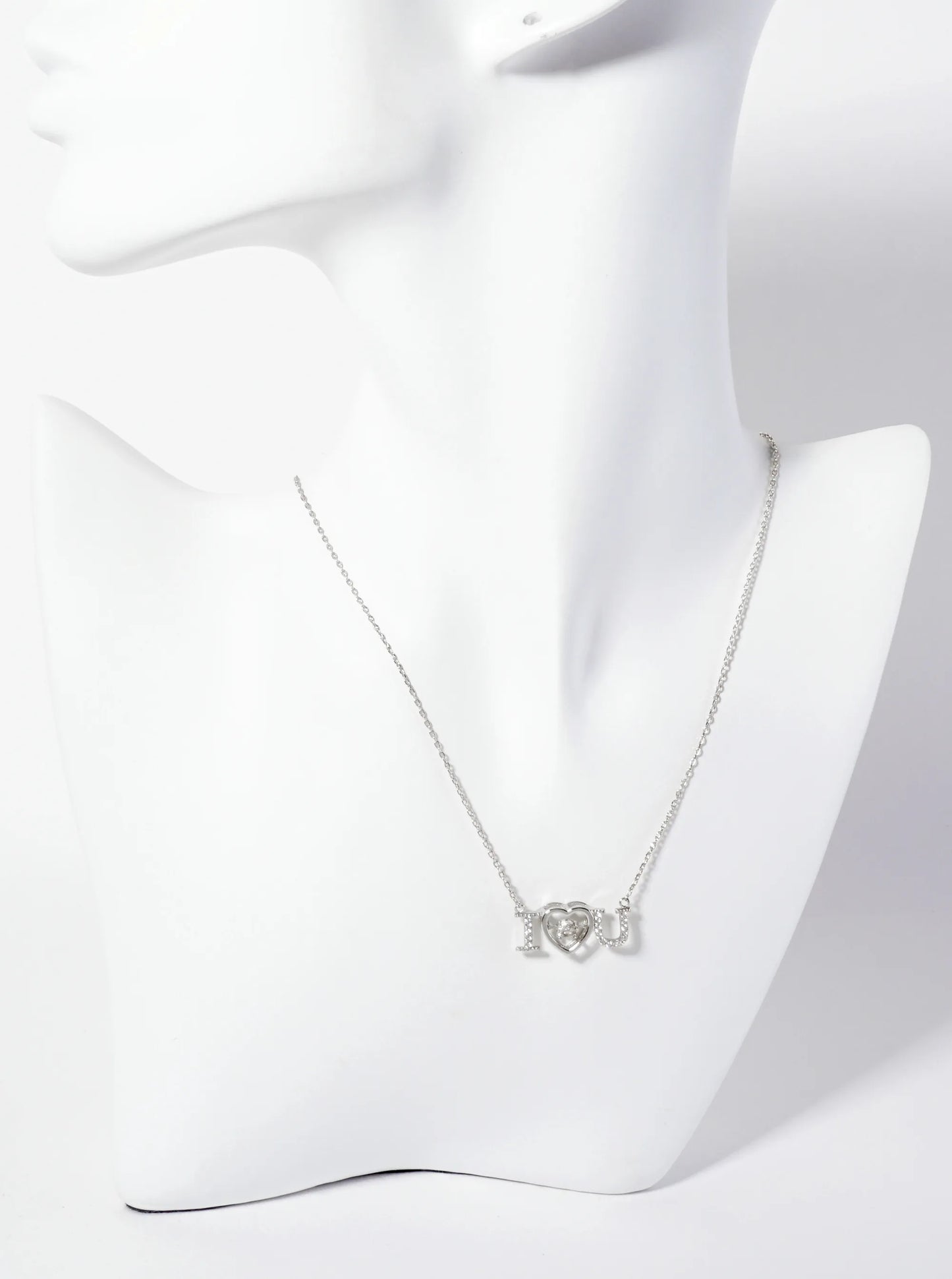 Pave-Set Cubic-Zirconia I-Love-You Heart Pendant 18K-Gold-Dipped Necklace