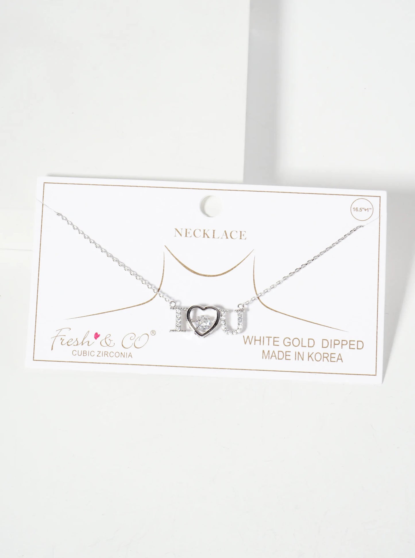 Pave-Set Cubic-Zirconia I-Love-You Heart Pendant 18K-Gold-Dipped Necklace