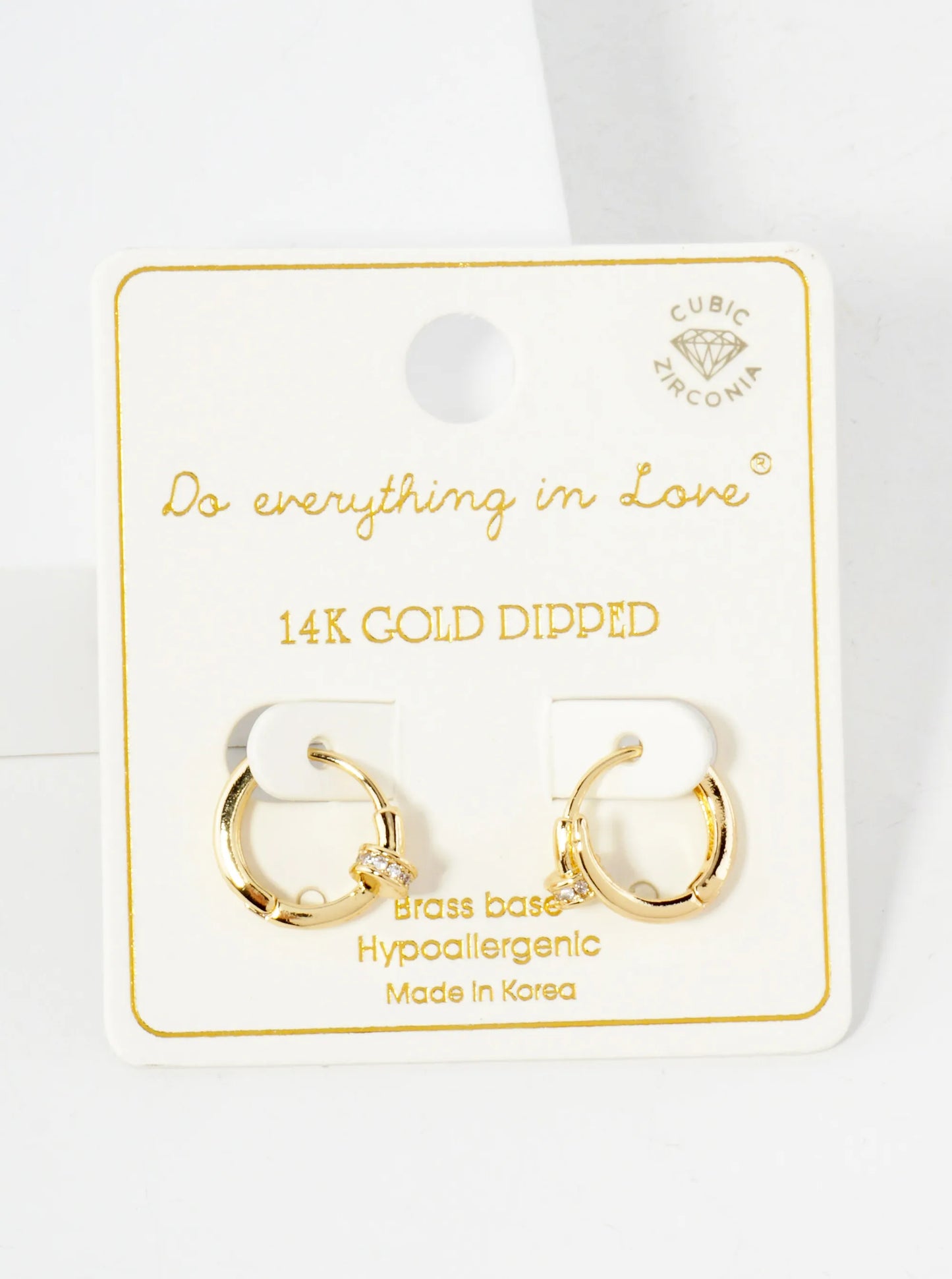 Pave-Set Cubic-Zirconia Nail Design 14K-Gold-Dipped 12mm Brass Huggie Hoop Earrings