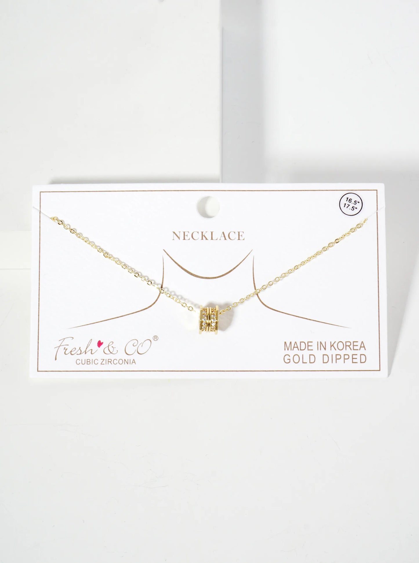 Pave-Set Cubic-Zirconia Octagon Wheel Charm Pendant 18K-Gold-Dipped Necklace