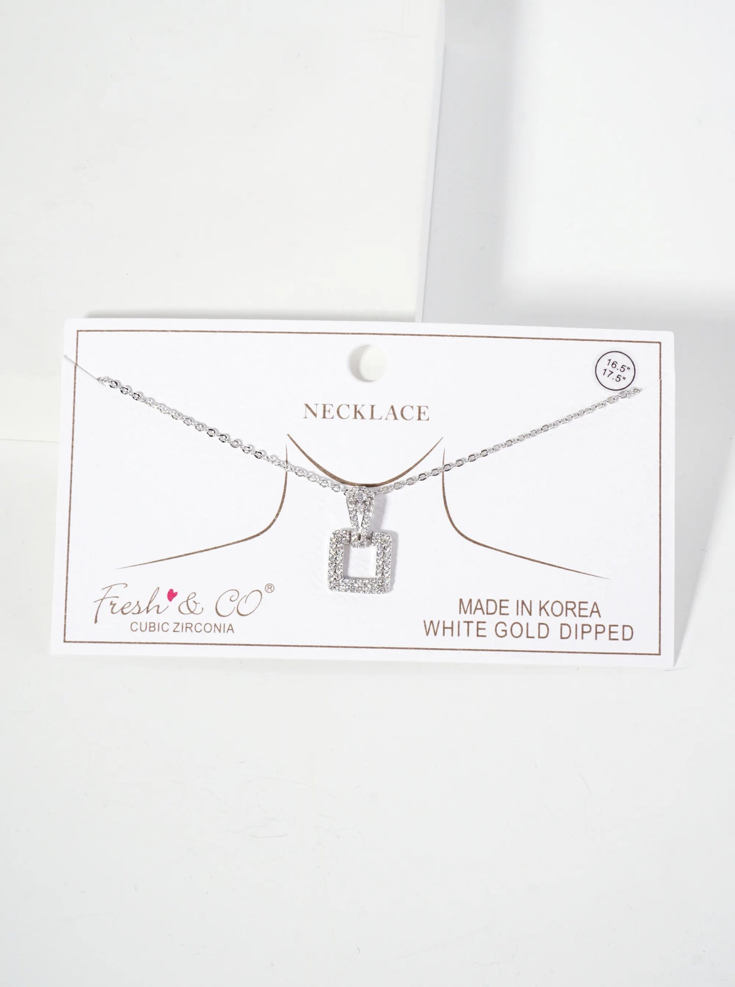 Pave-Set Cubic-Zirconia Square Door-Knocker Pendant 18K-Gold-Dipped Brass Necklace