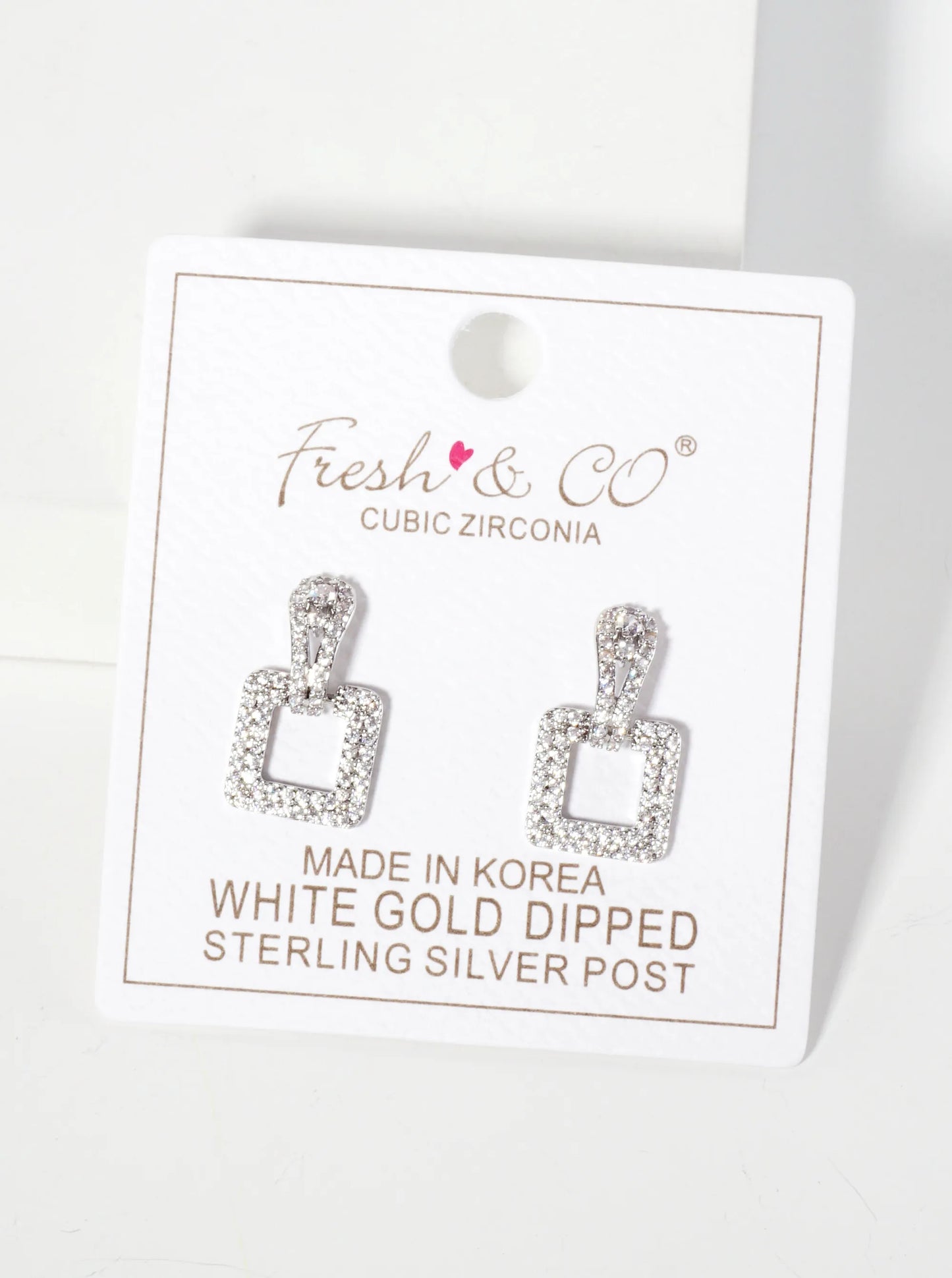 Pave-Set Cubic-Zirconia Square Doorknocker 18K-Gold-Dipped Dangle Post Earrings