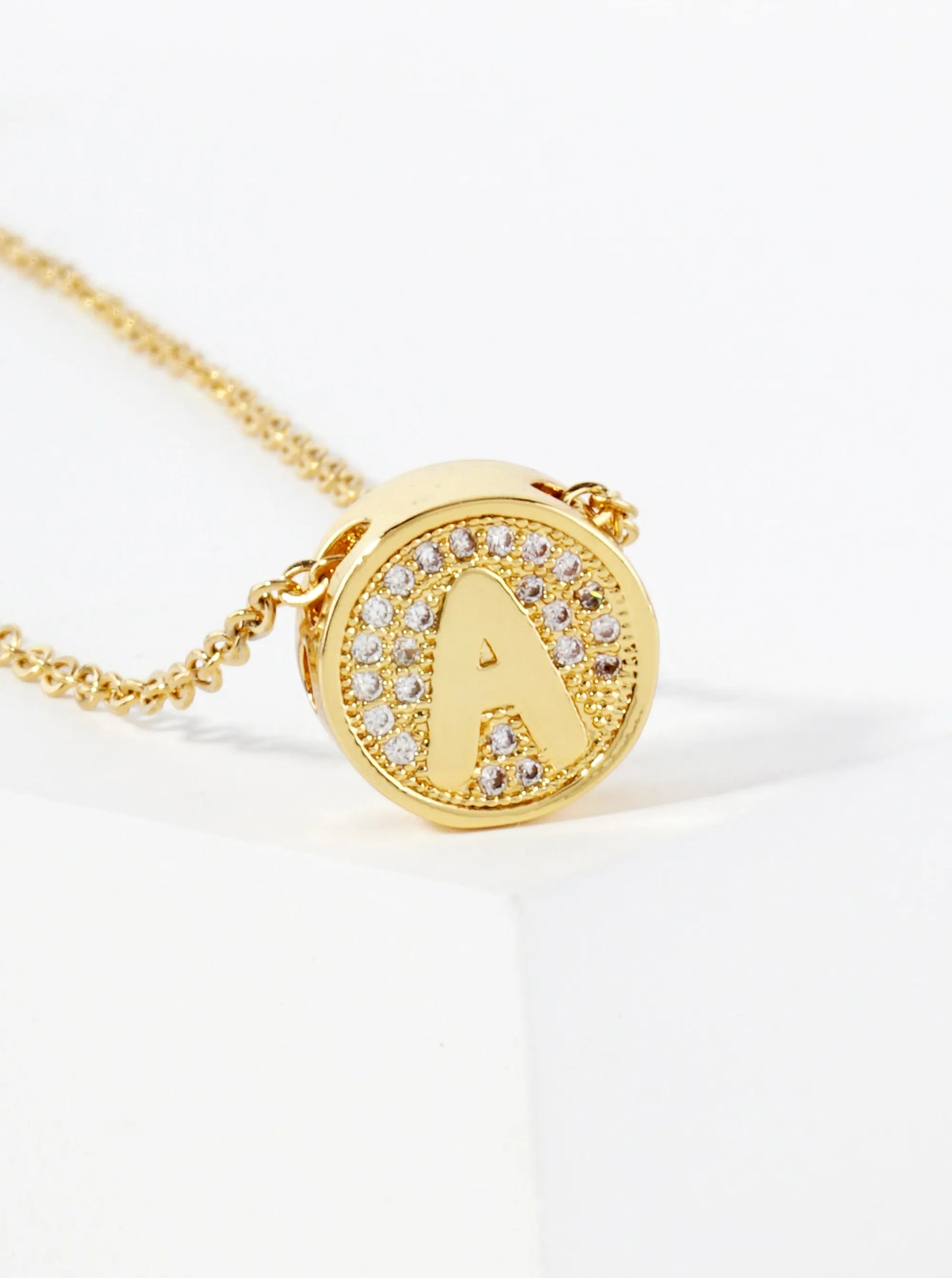 Pave-Set Cubic-Zirconia Stainless Steel Initial Letter Pendant Necklace