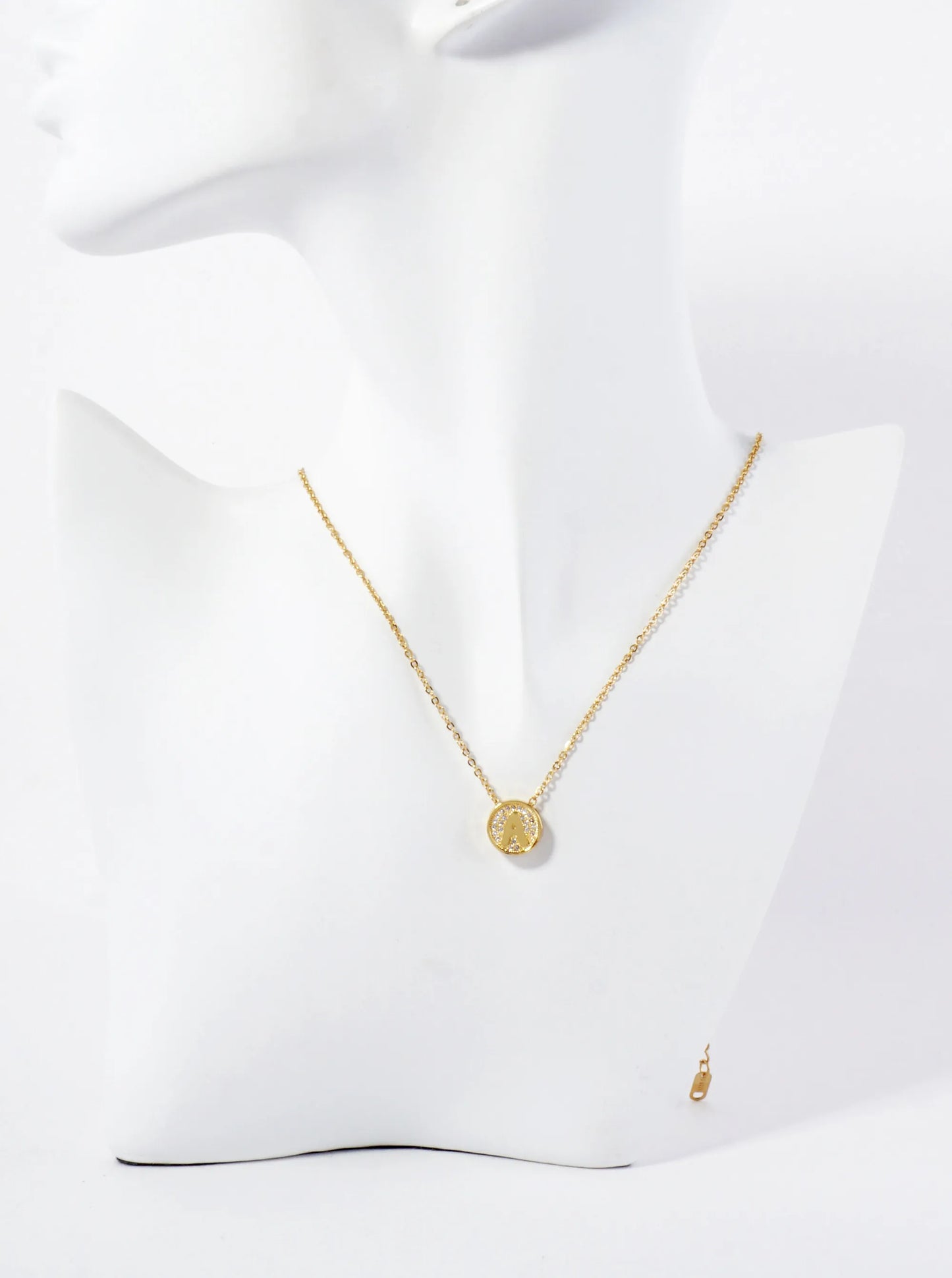 Pave-Set Cubic-Zirconia Stainless Steel Initial Letter Pendant Necklace