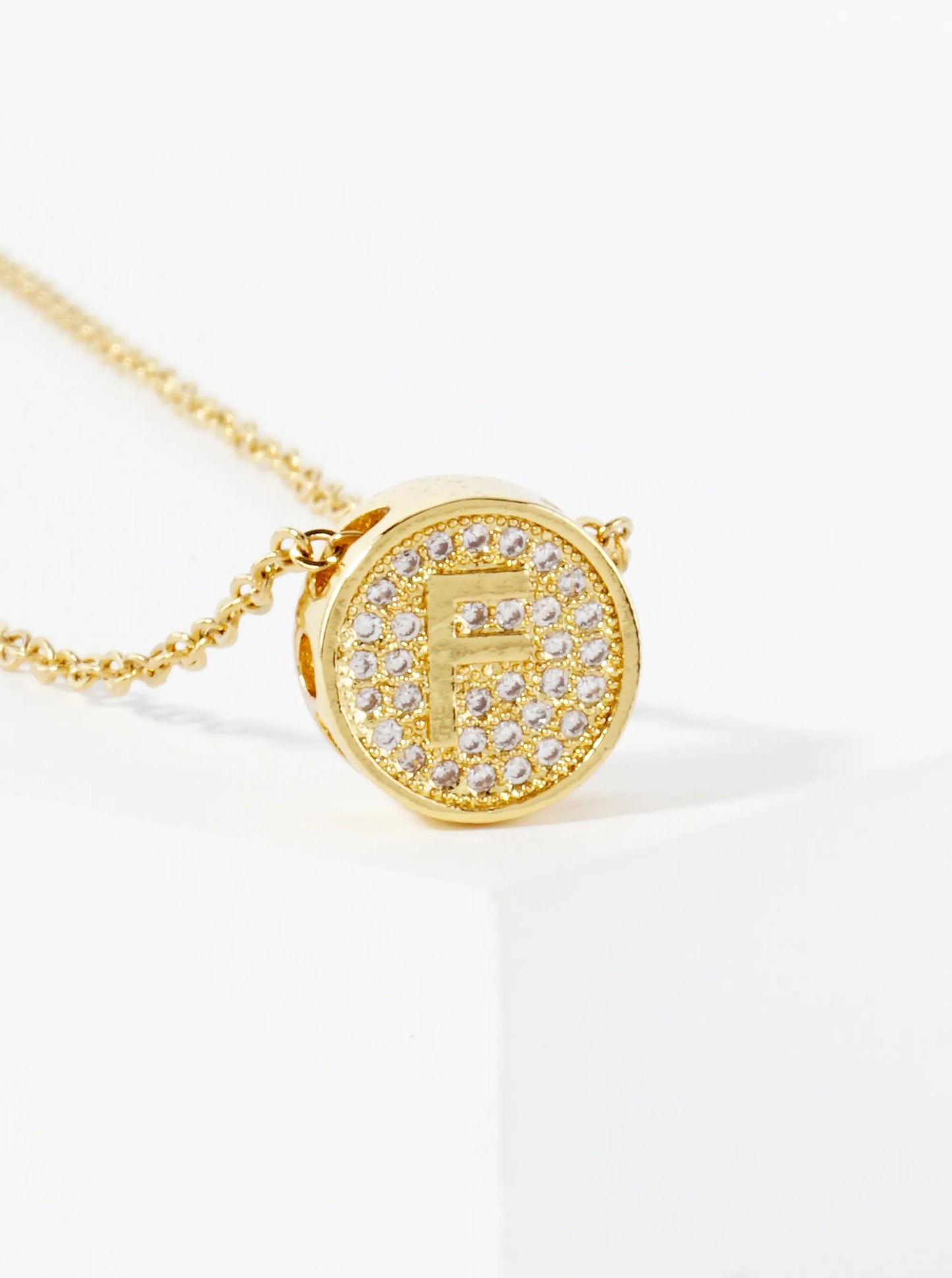 Pave-Set Cubic-Zirconia Stainless Steel Initial Letter Pendant Necklace
