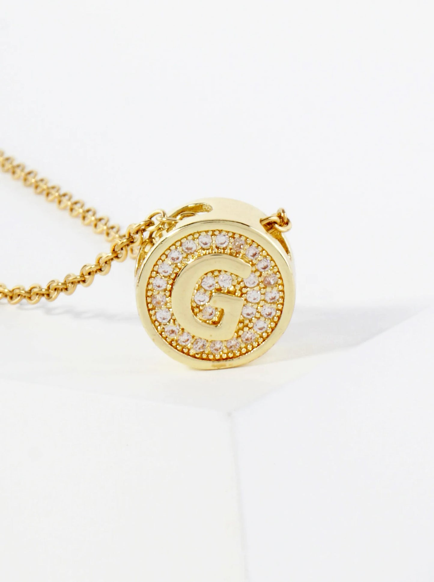 Pave-Set Cubic-Zirconia Stainless Steel Initial Letter Pendant Necklace