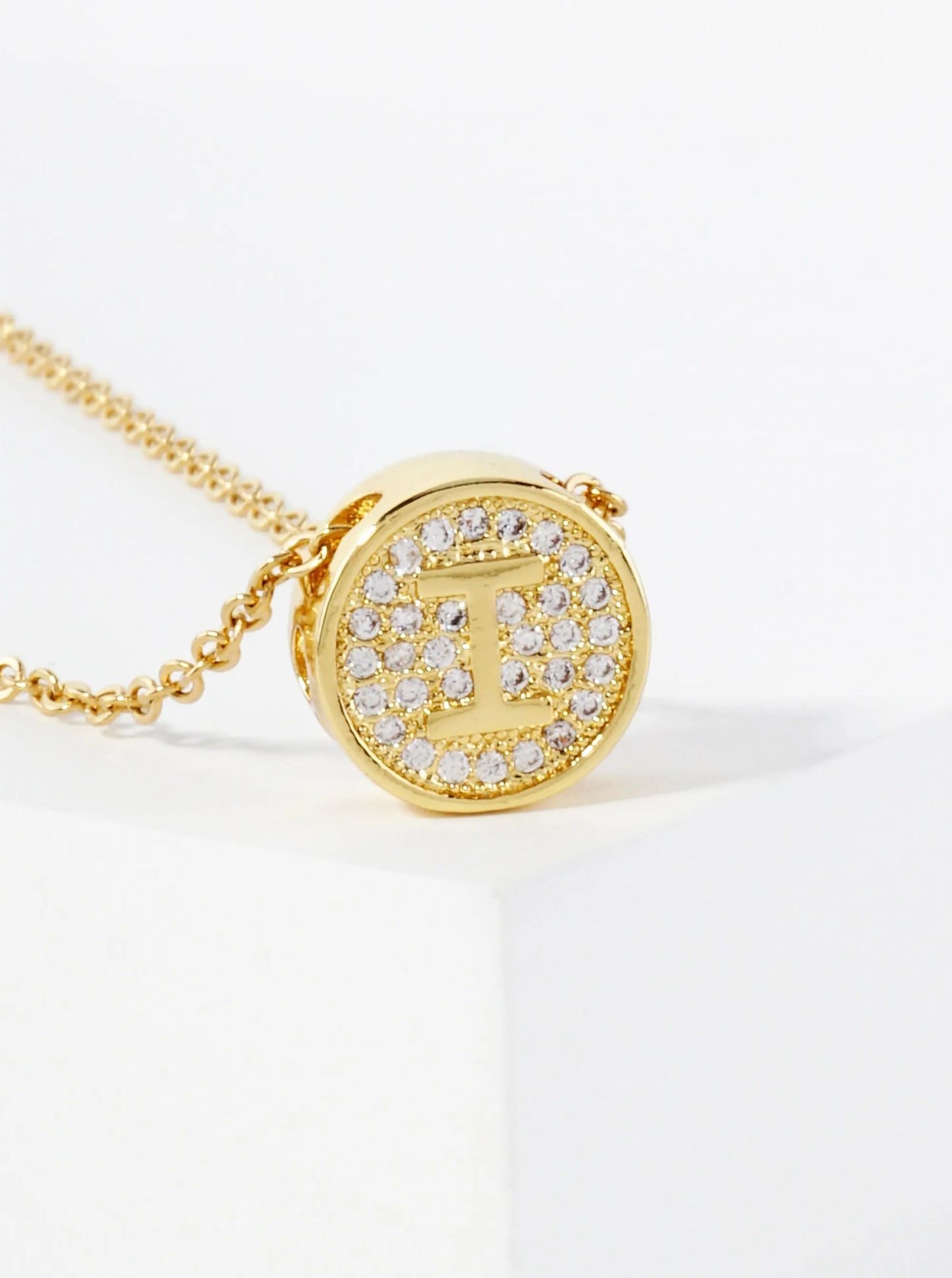 Pave-Set Cubic-Zirconia Stainless Steel Initial Letter Pendant Necklace