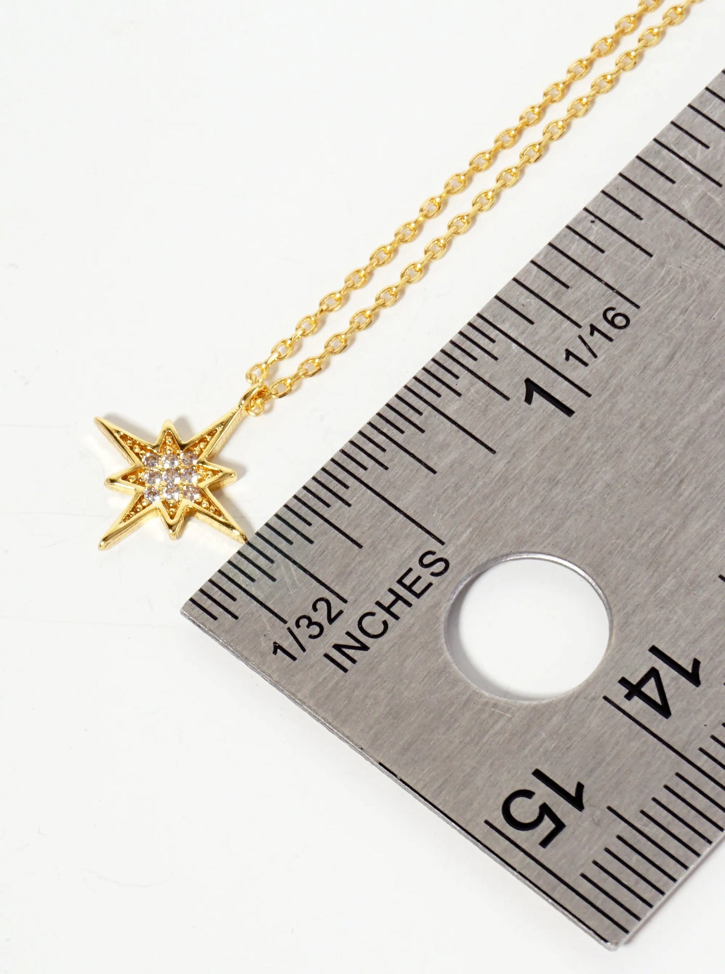 Pave-Set Cubic-Zirconia Starburst Pendant 18K-Gold-Dipped Necklace
