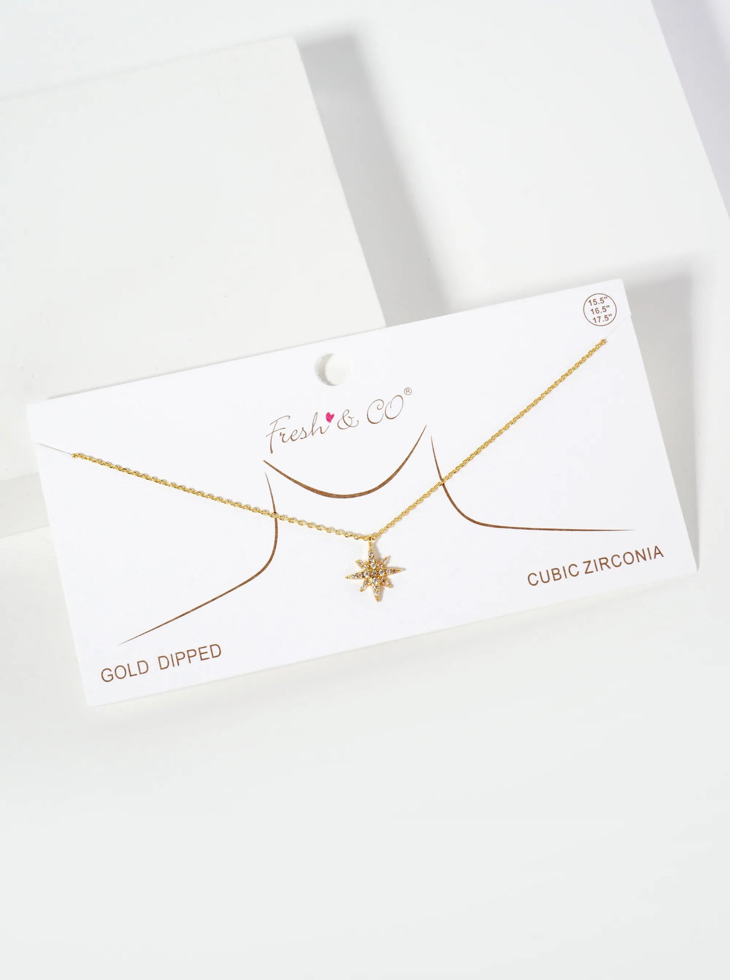 Pave-Set Cubic-Zirconia Starburst Pendant 18K-Gold-Dipped Necklace