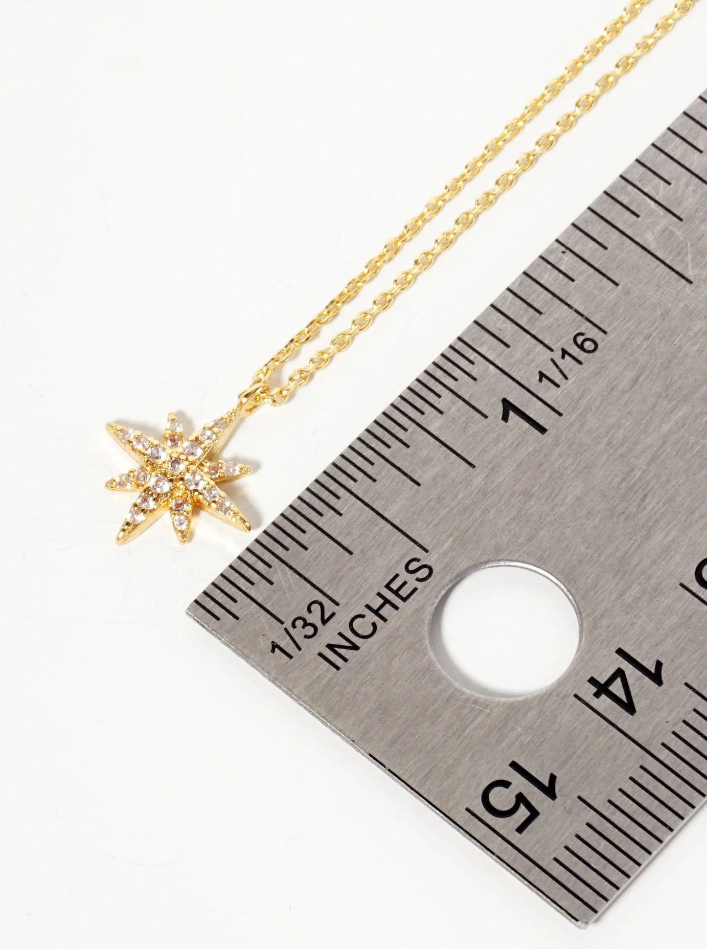 Pave-Set Cubic-Zirconia Starburst Pendant 18K-Gold-Dipped Necklace