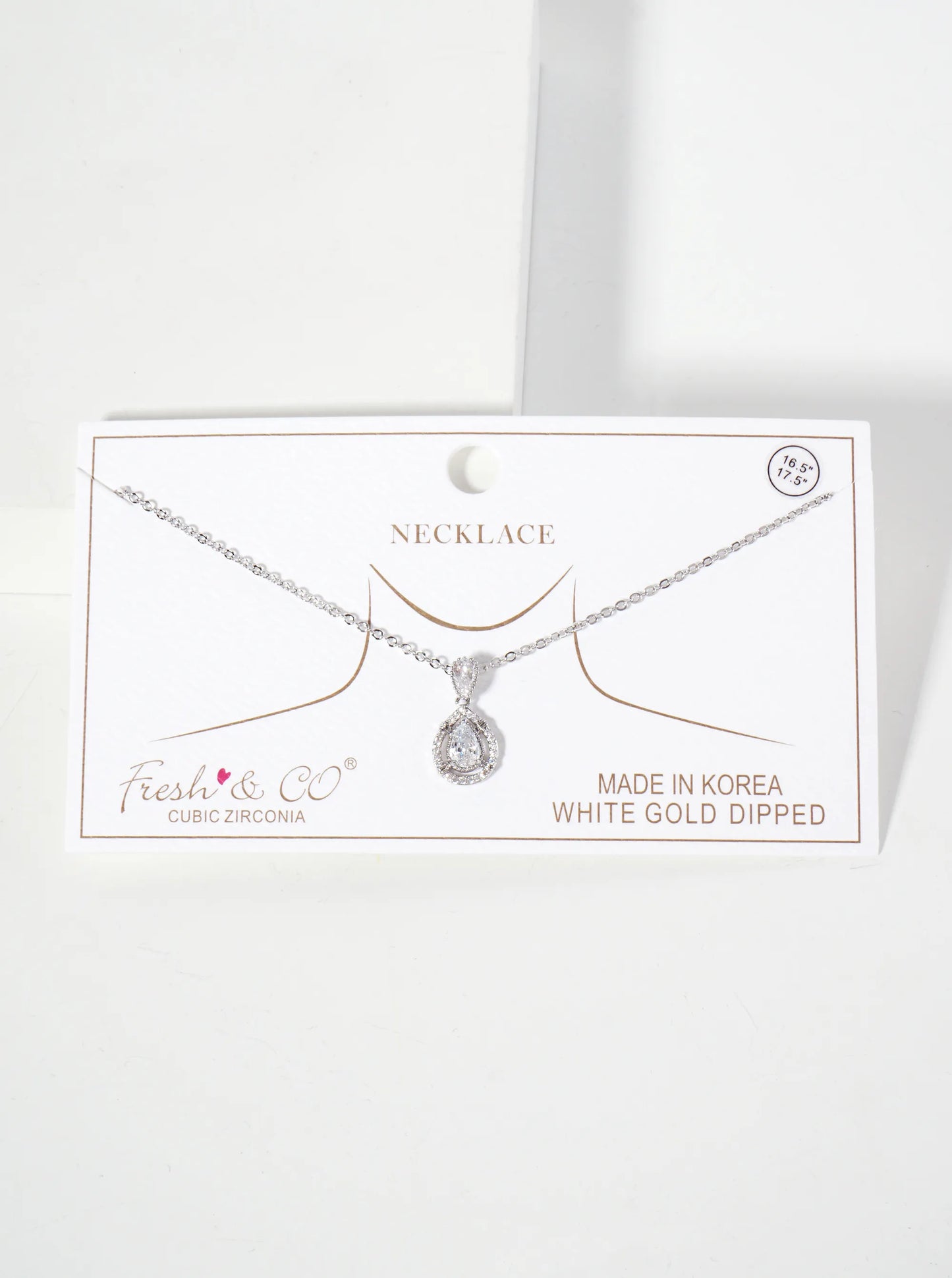 Pave-Set Cubic-Zirconia Two Teardrop Pendant 18K-Gold-Dipped Brass Necklace