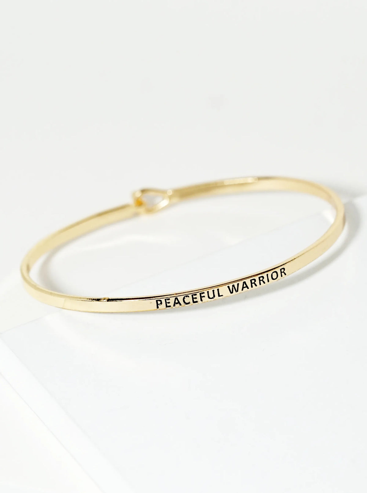 Peaceful Warrior Engraved Inspirational Bangle Bracelet