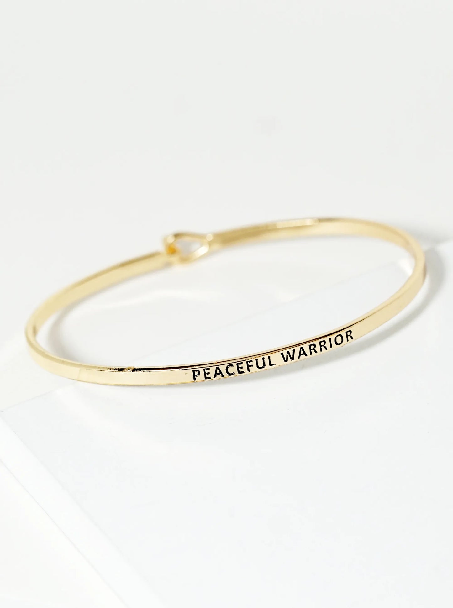 Peaceful Warrior Engraved Inspirational Bangle Bracelet