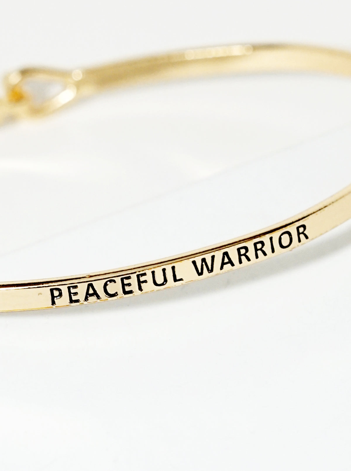 Peaceful Warrior Engraved Inspirational Bangle Bracelet